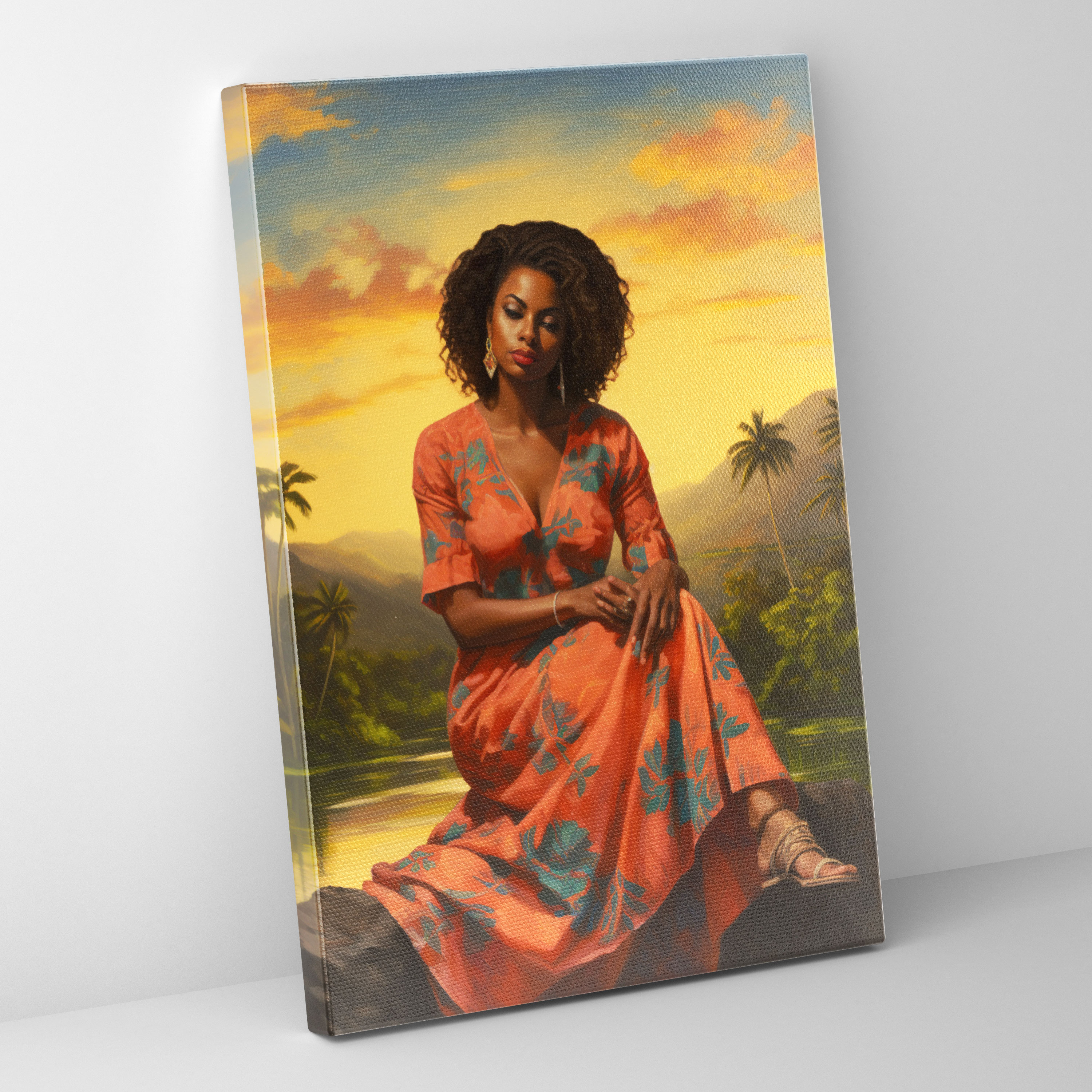 Afro Landscape Canvas Print - Afro, Peaceful Natural Landscape, Color Variations, Afro