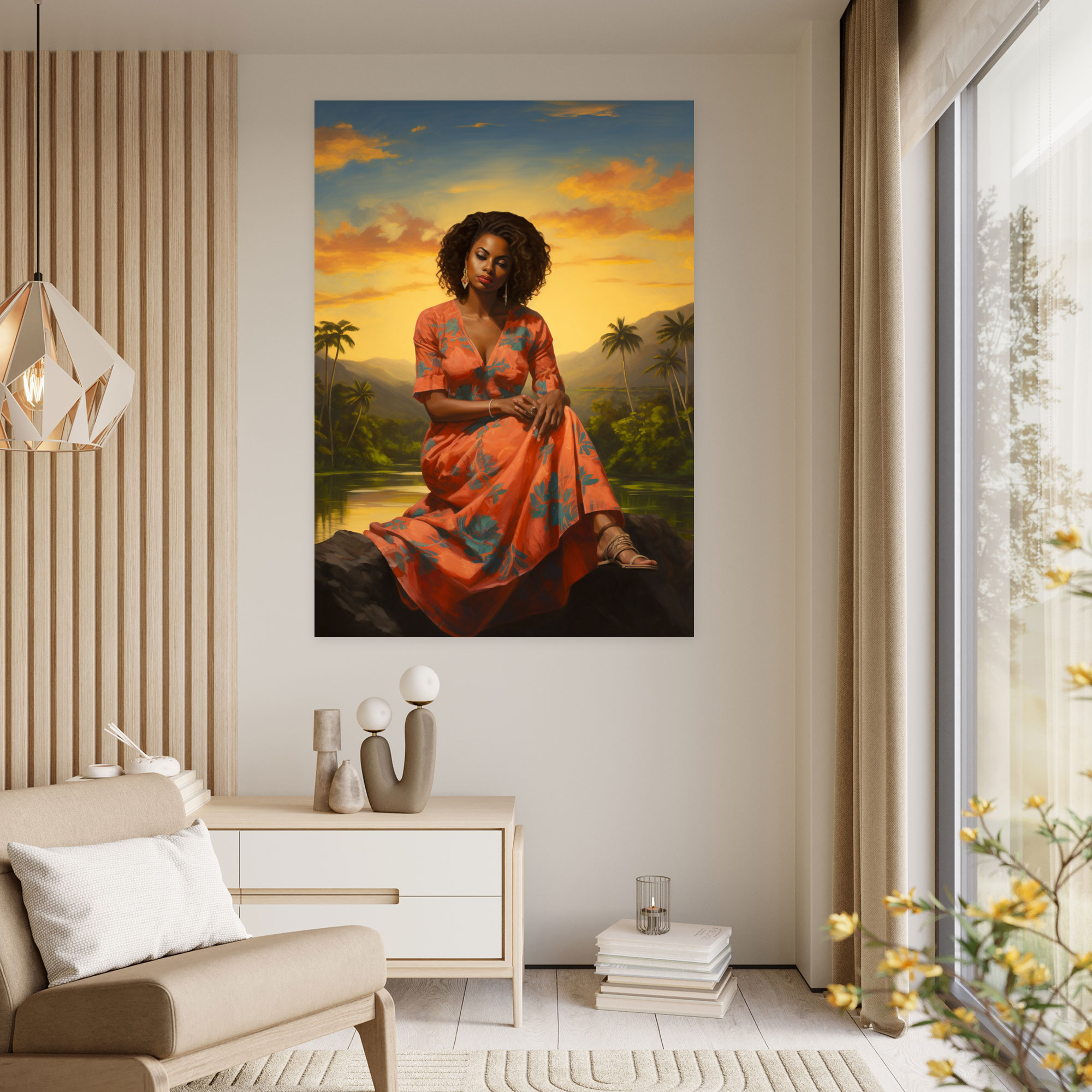 Afro Landscape Canvas Print - Afro, Peaceful Natural Landscape, Color Variations, Afro