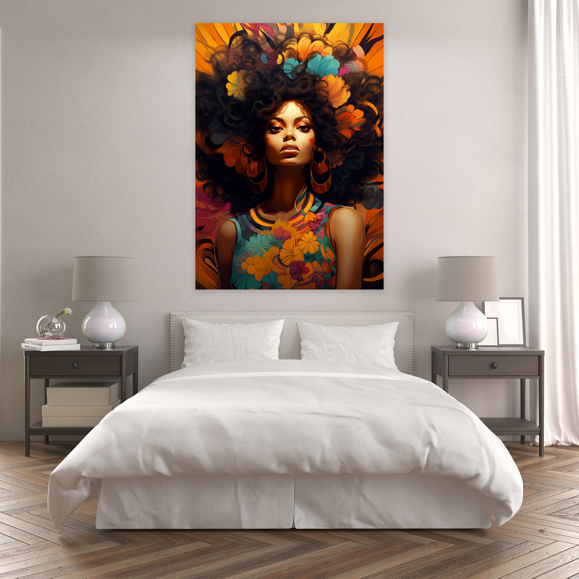 Afro Digital Art Canvas Print - Afro, Home Decoration, Afro Woman, Canvas Print