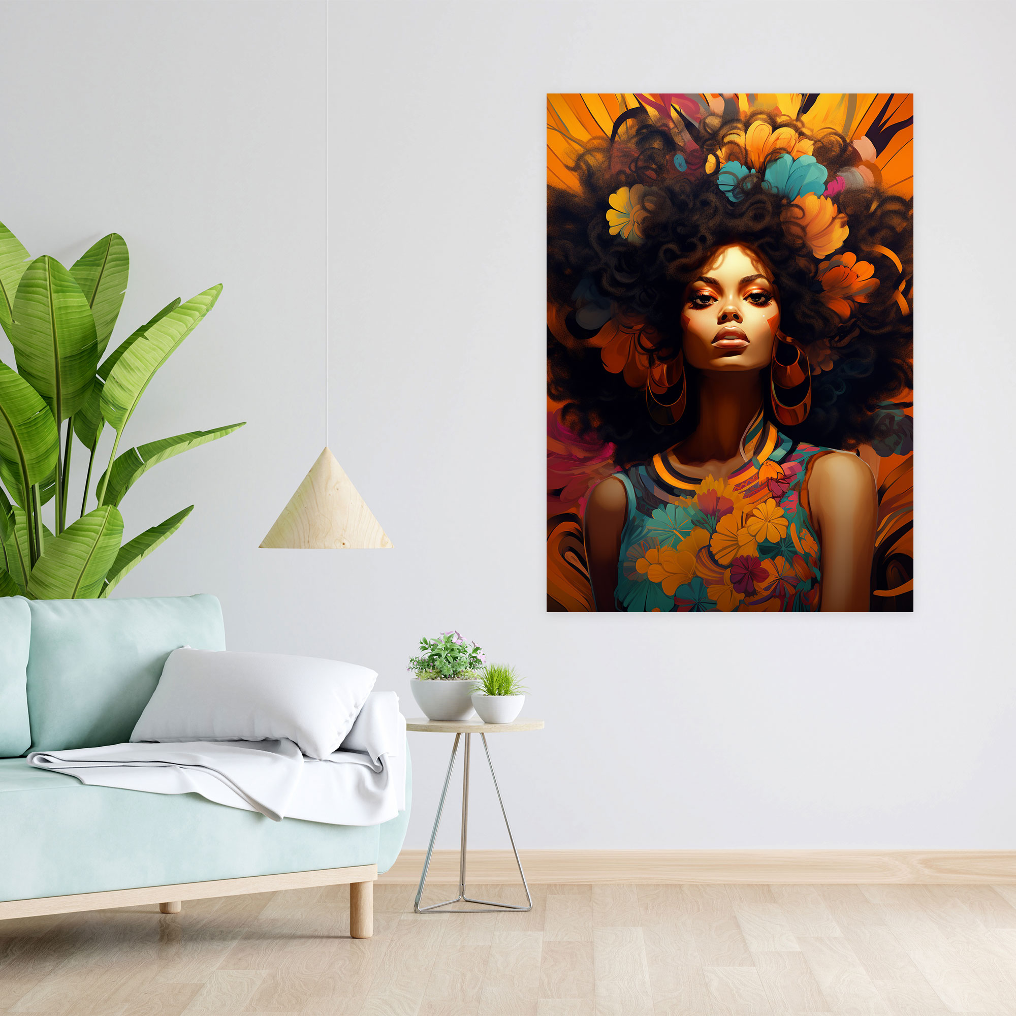 Afro Digital Art Canvas Print - Afro, Home Decoration, Afro Woman, Canvas Print