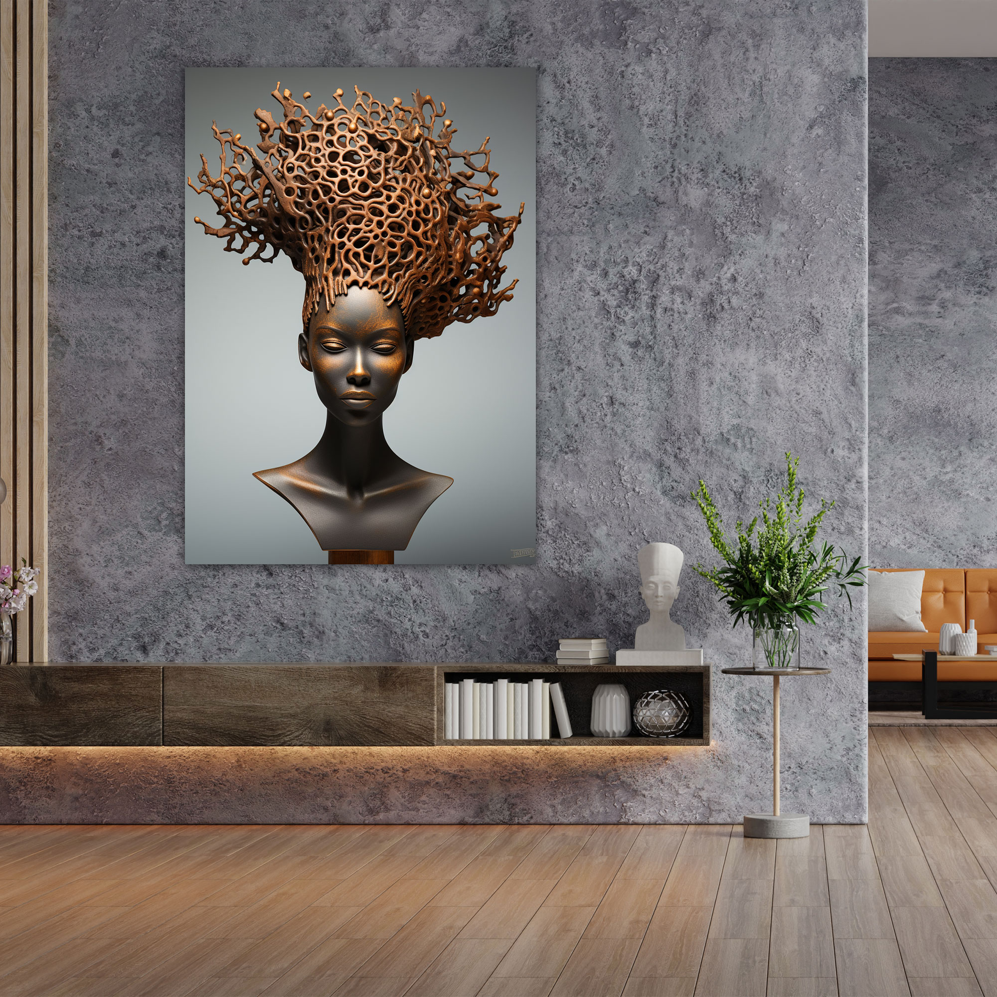 Afro Heykel Kanvas Tablo - Afro Soyut Heykel Ev Dekorasyonu Duvar Dekorasyonu