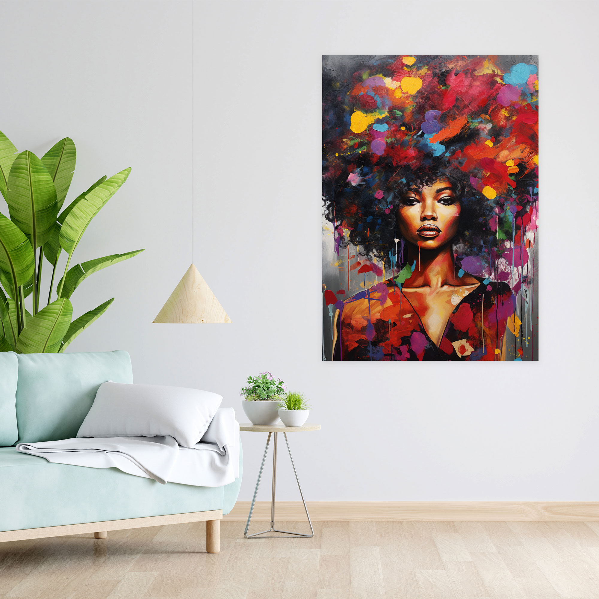 Afro Mixed Media Canvas Print - Afro, Strength, Home Decoration, Wall Art