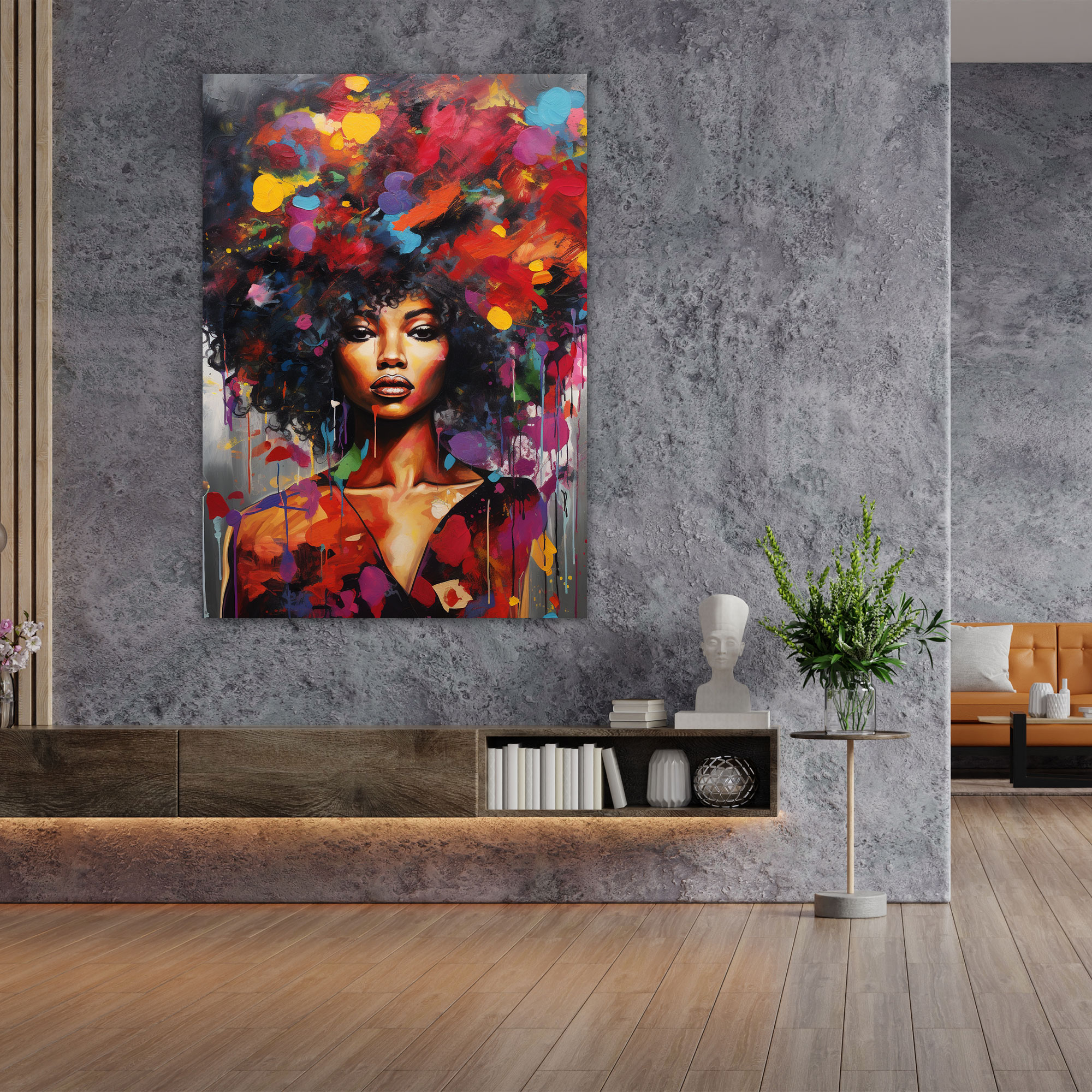 Afro Mixed Media Canvas Print - Afro, Strength, Home Decoration, Wall Art