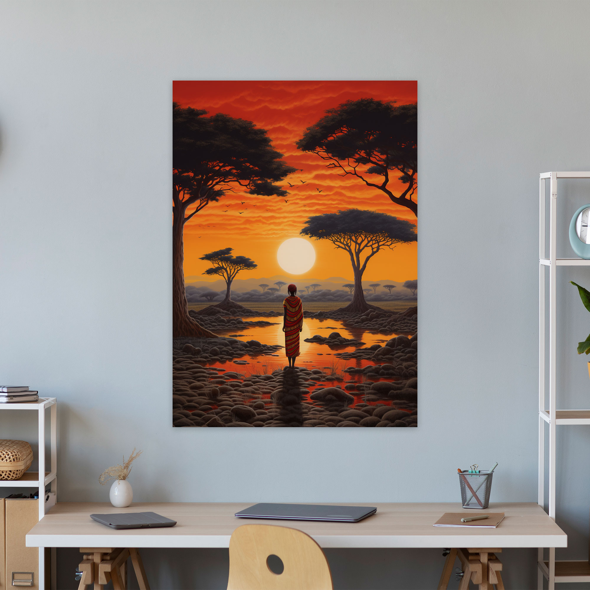 Afro Landscape Canvas Print - Afro, African Nature, Wall Art, Landscape Artwork