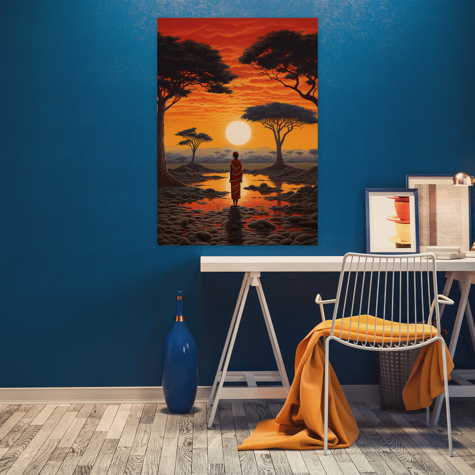 Afro Landscape Canvas Print - Afro, African Nature, Wall Art, Landscape Artwork