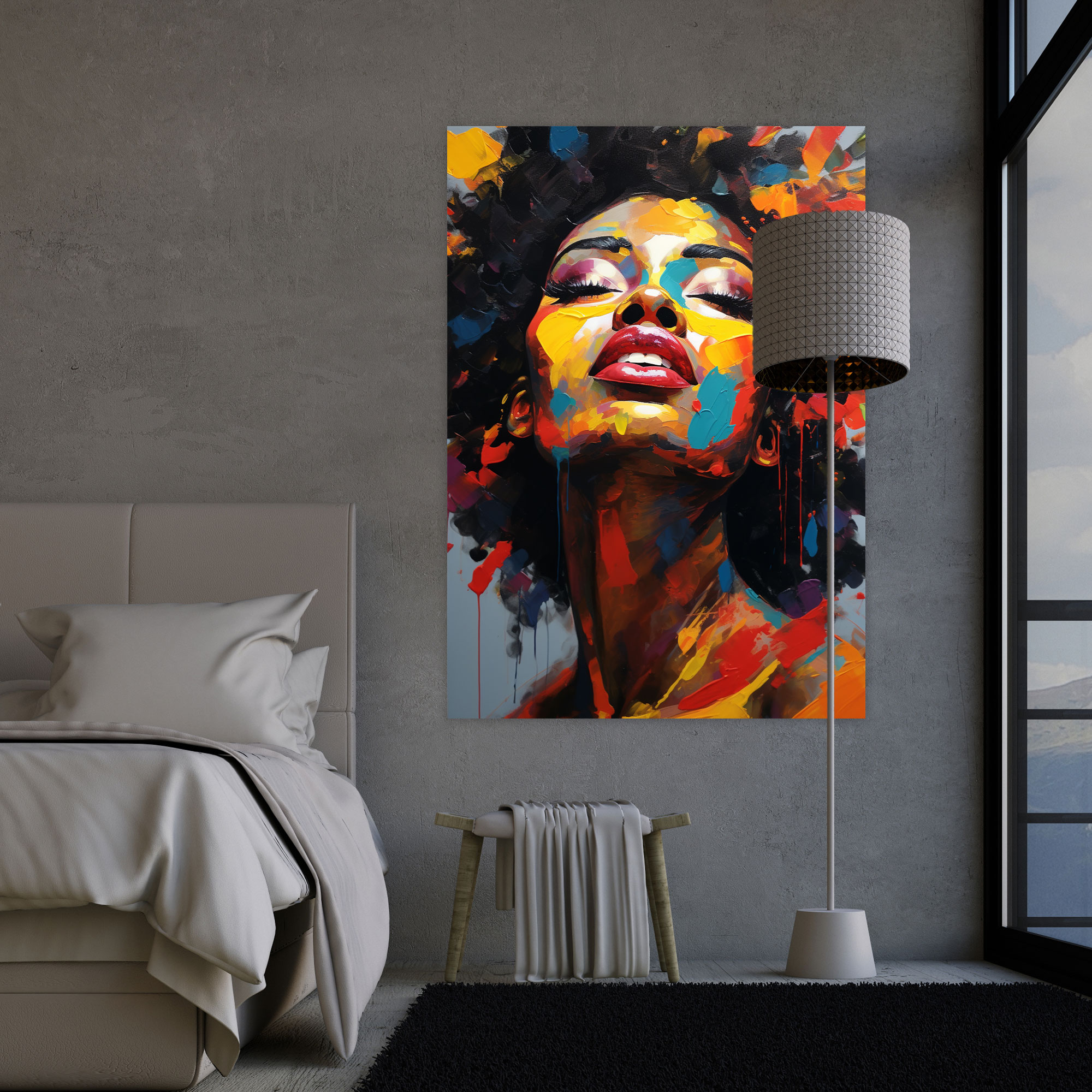 Afro Abstract Canvas Print - Afro, Vibrant Colors, Wall Decoration, Canvas