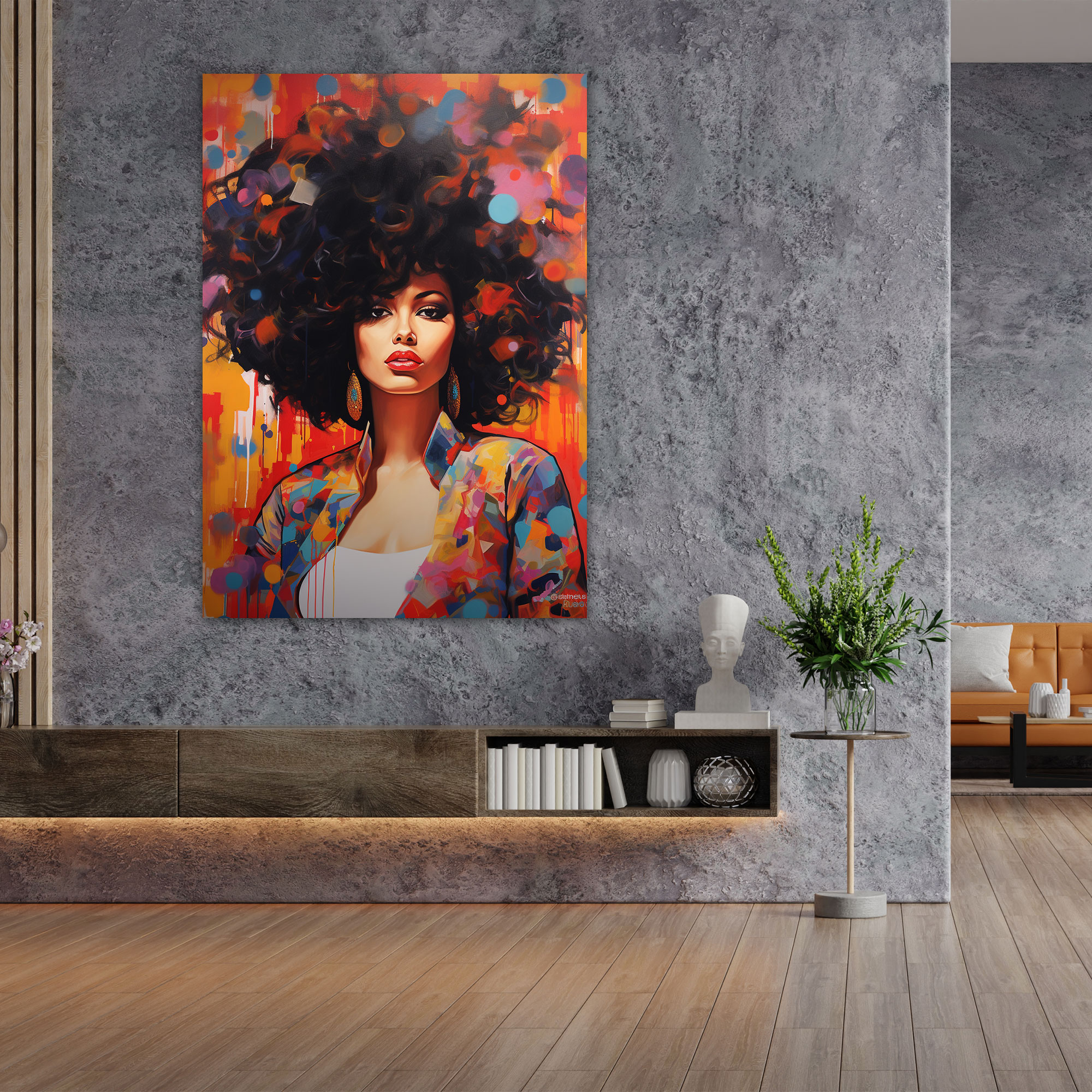 Afro Pop Art Canvas Print - Afro, Afro, Canvas Print, Bold Outlines