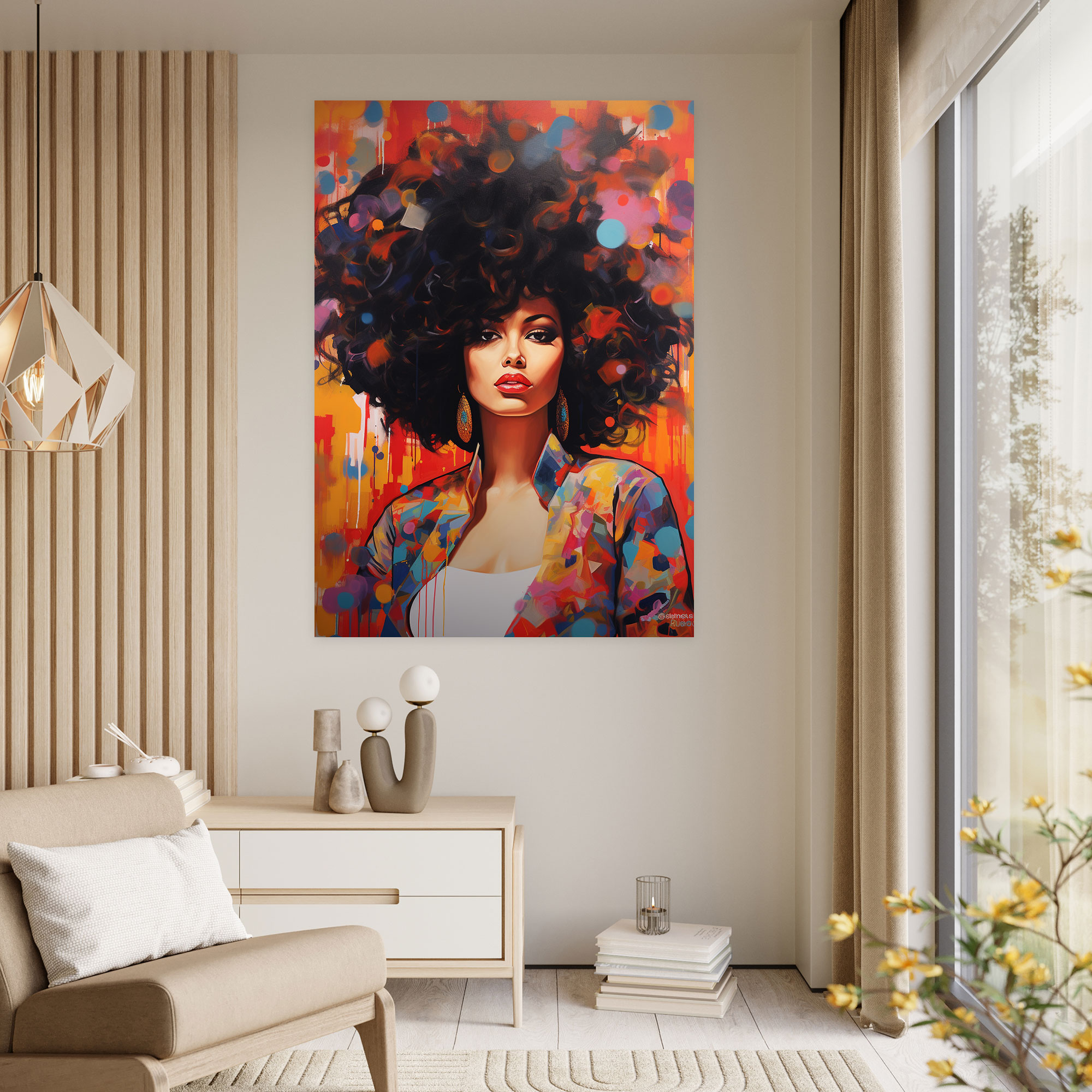 Afro Pop Art Canvas Print - Afro, Afro, Canvas Print, Bold Outlines