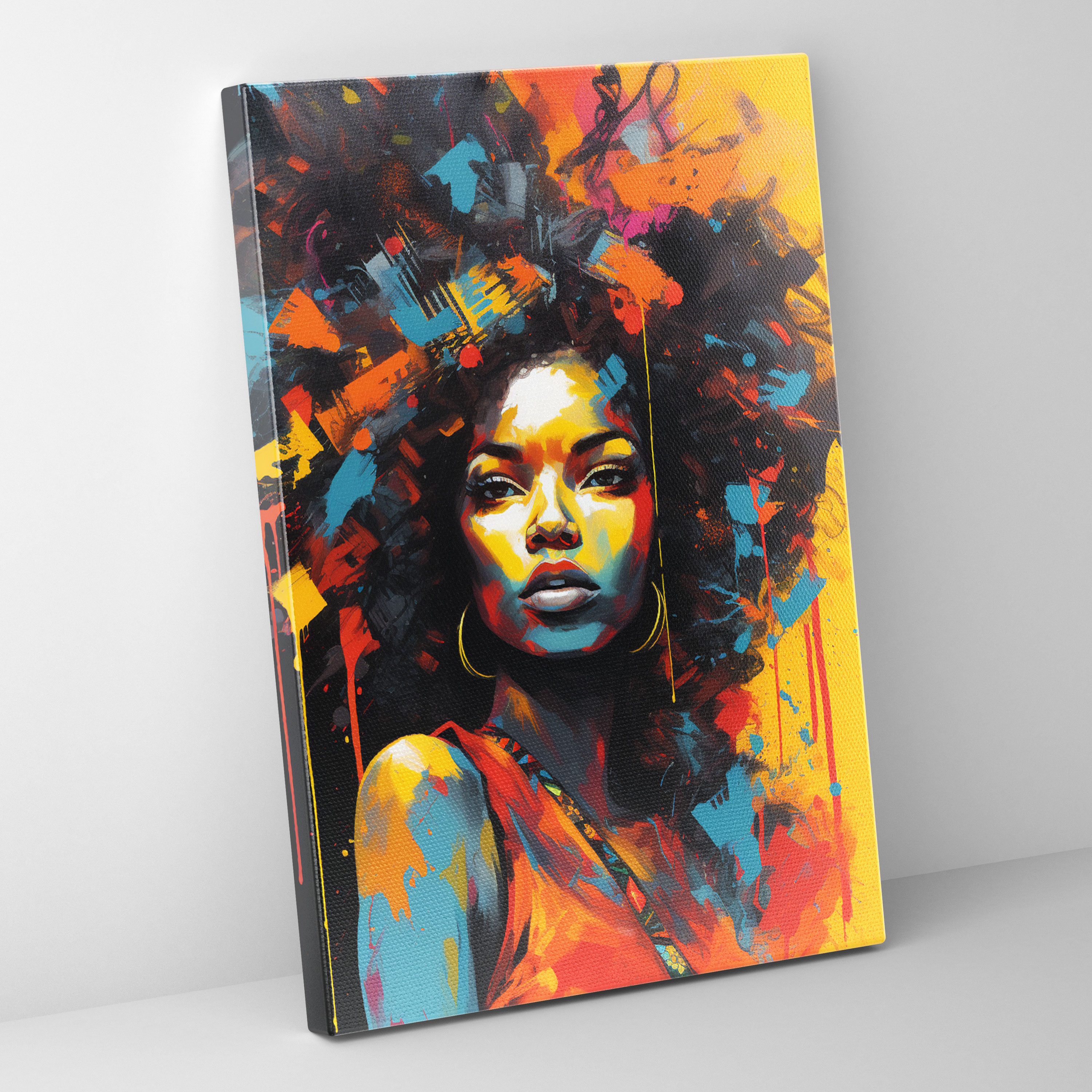 Afro Graffiti Canvas Print - Afro, Vibrant Colors, Graffiti Style, Canvas Print