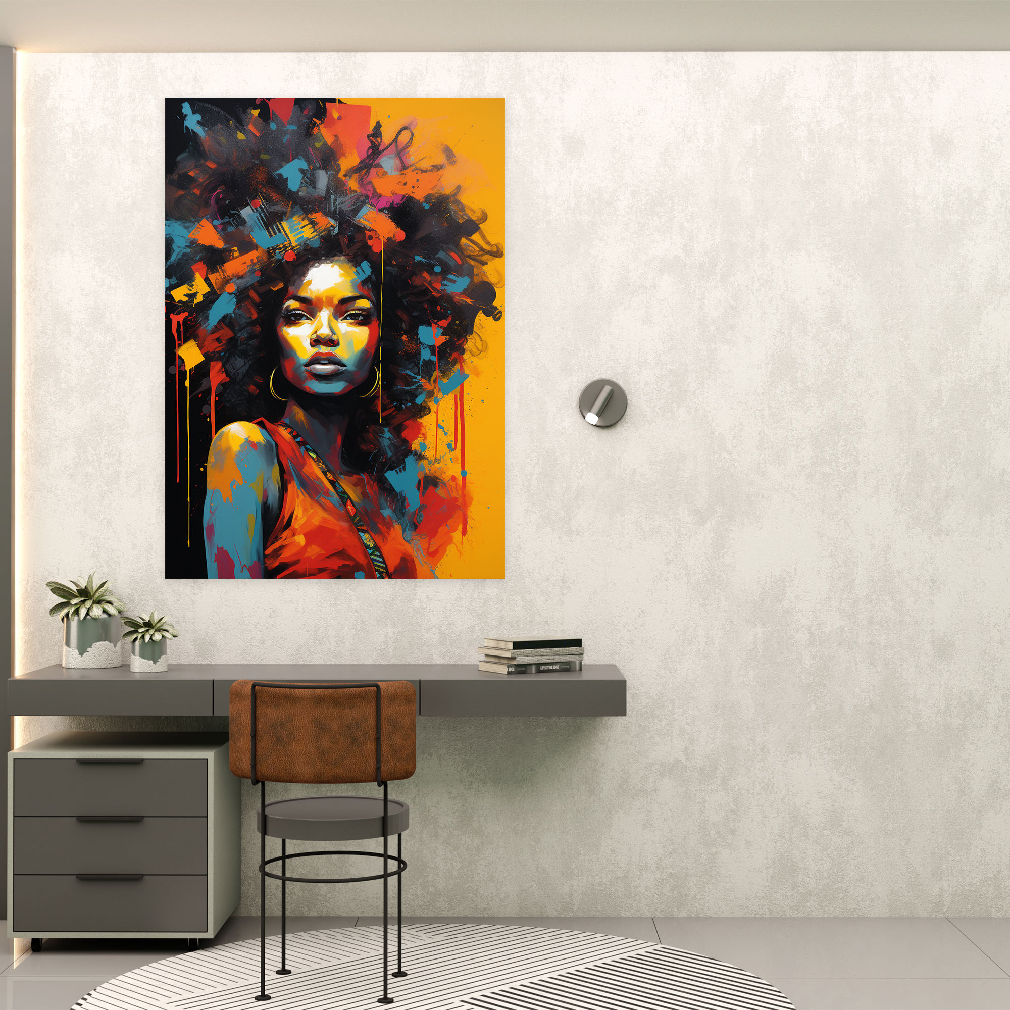 Afro Graffiti Canvas Print - Afro, Vibrant Colors, Graffiti Style, Canvas Print
