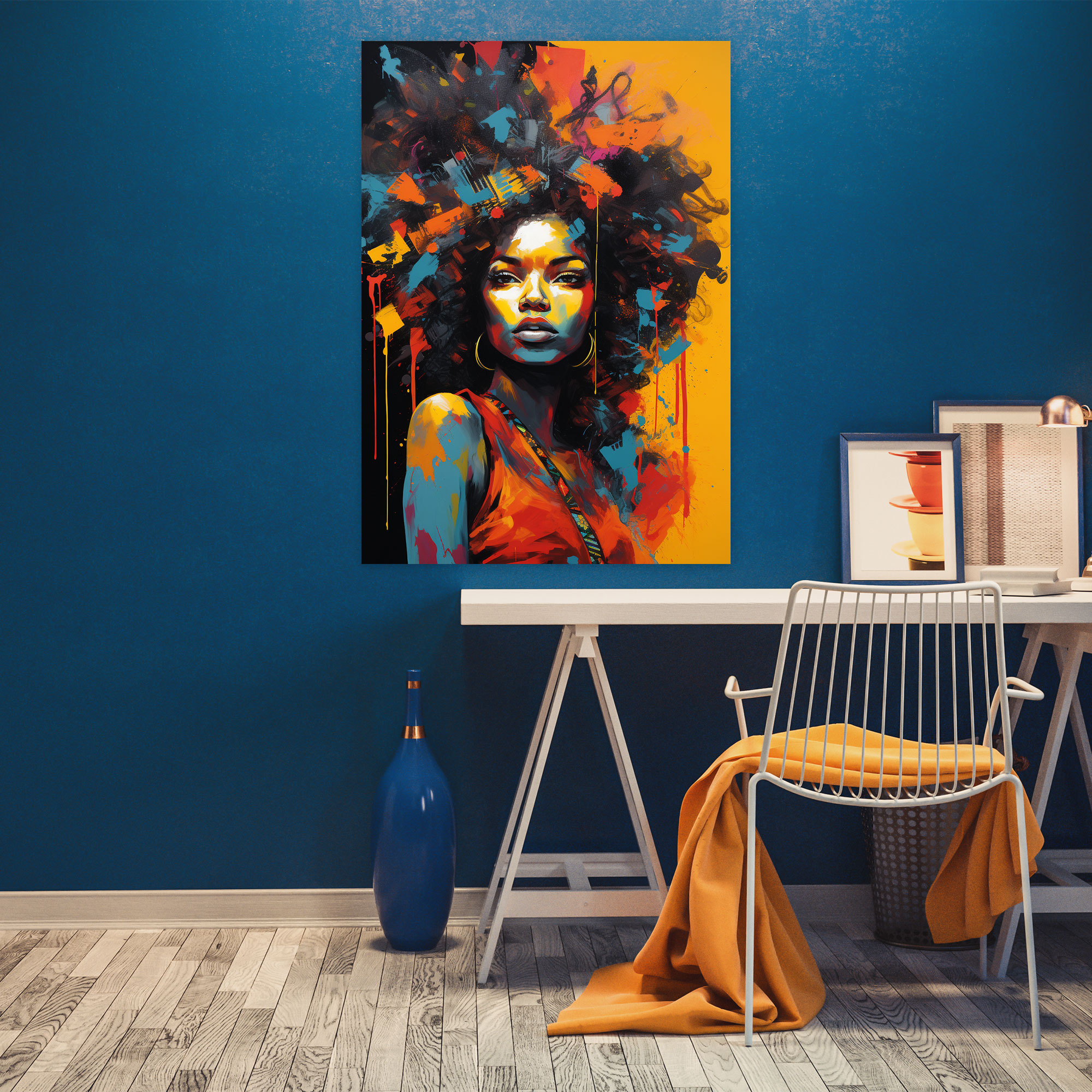 Afro Graffiti Canvas Print - Afro, Vibrant Colors, Graffiti Style, Canvas Print