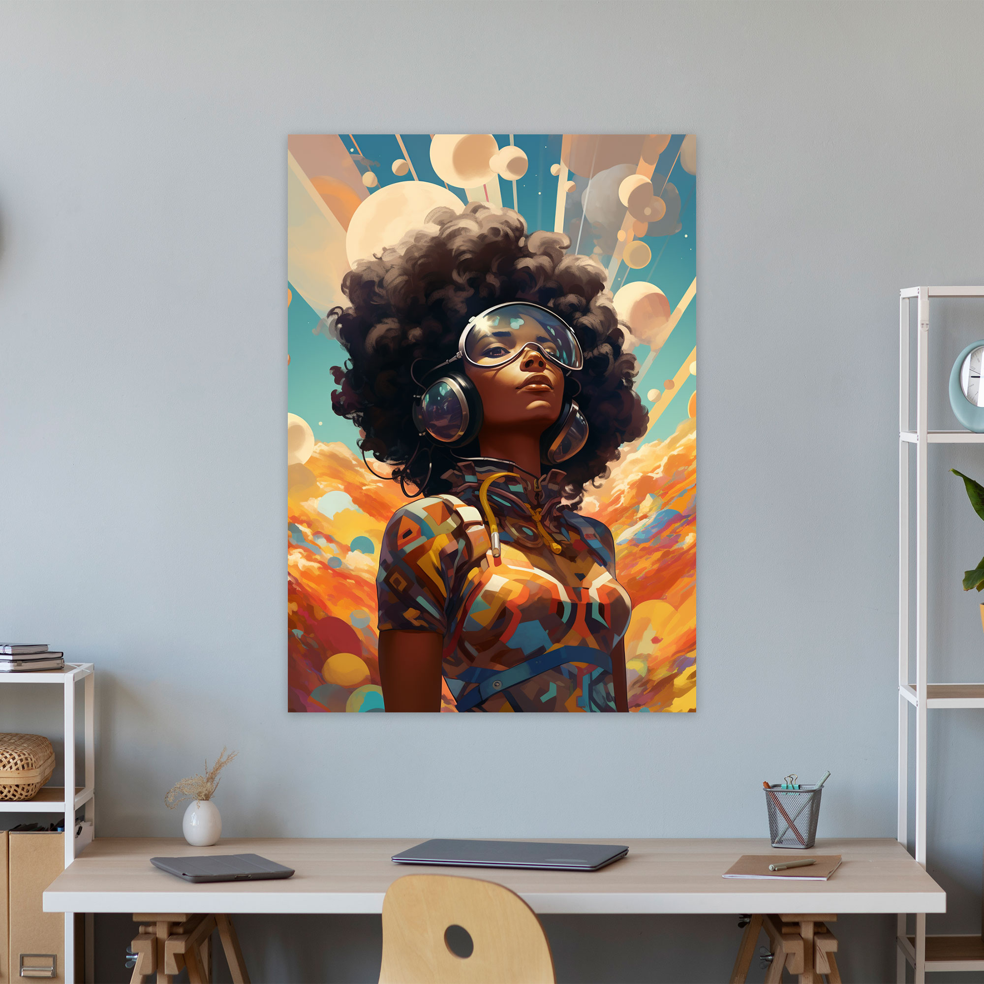 Afro-Fütüristik Kanvas Tablo - Hayal Gücü ile Afro Temalı