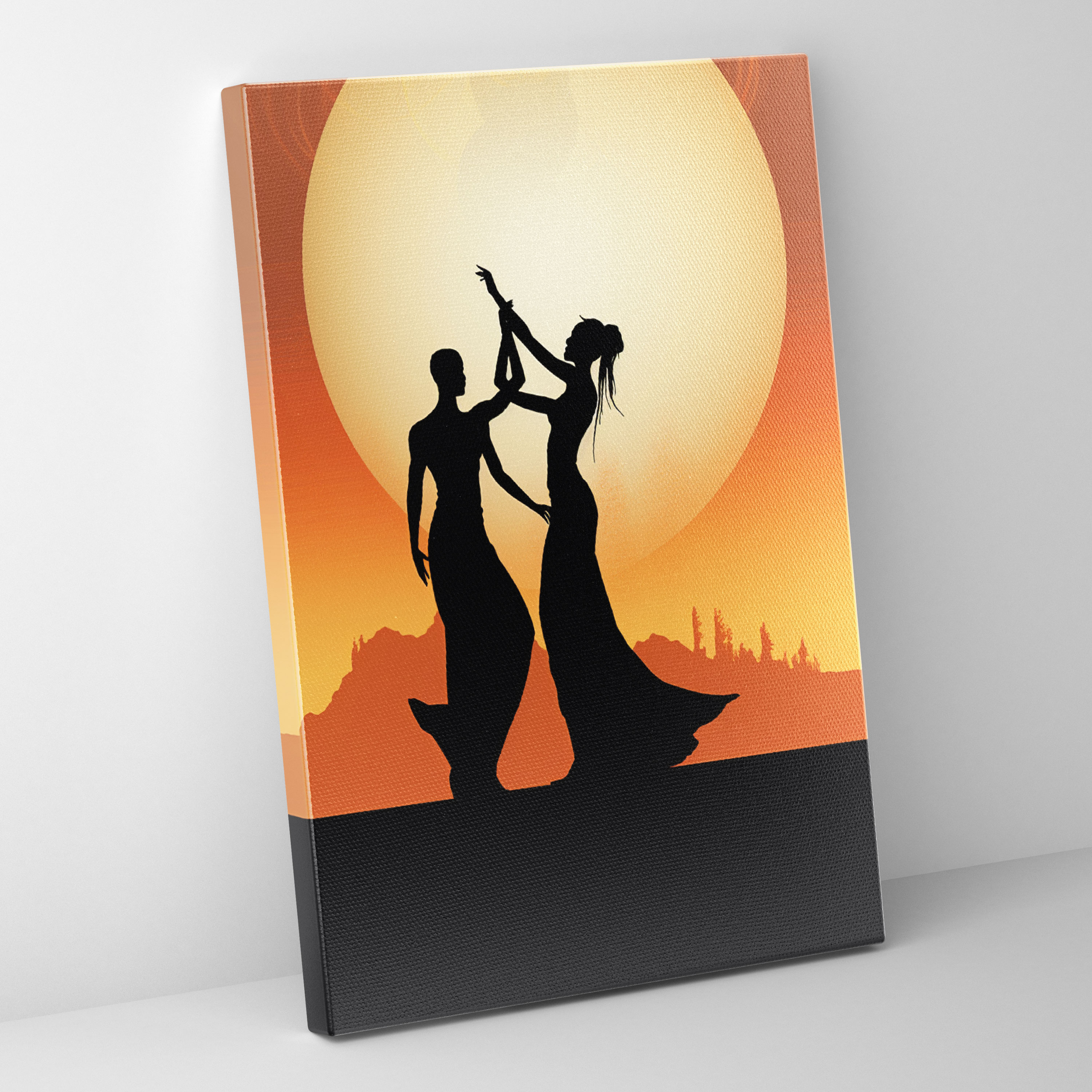 Afro Silhouette Canvas Print - Afro, Wall Art, Dancers, Silhouette Art