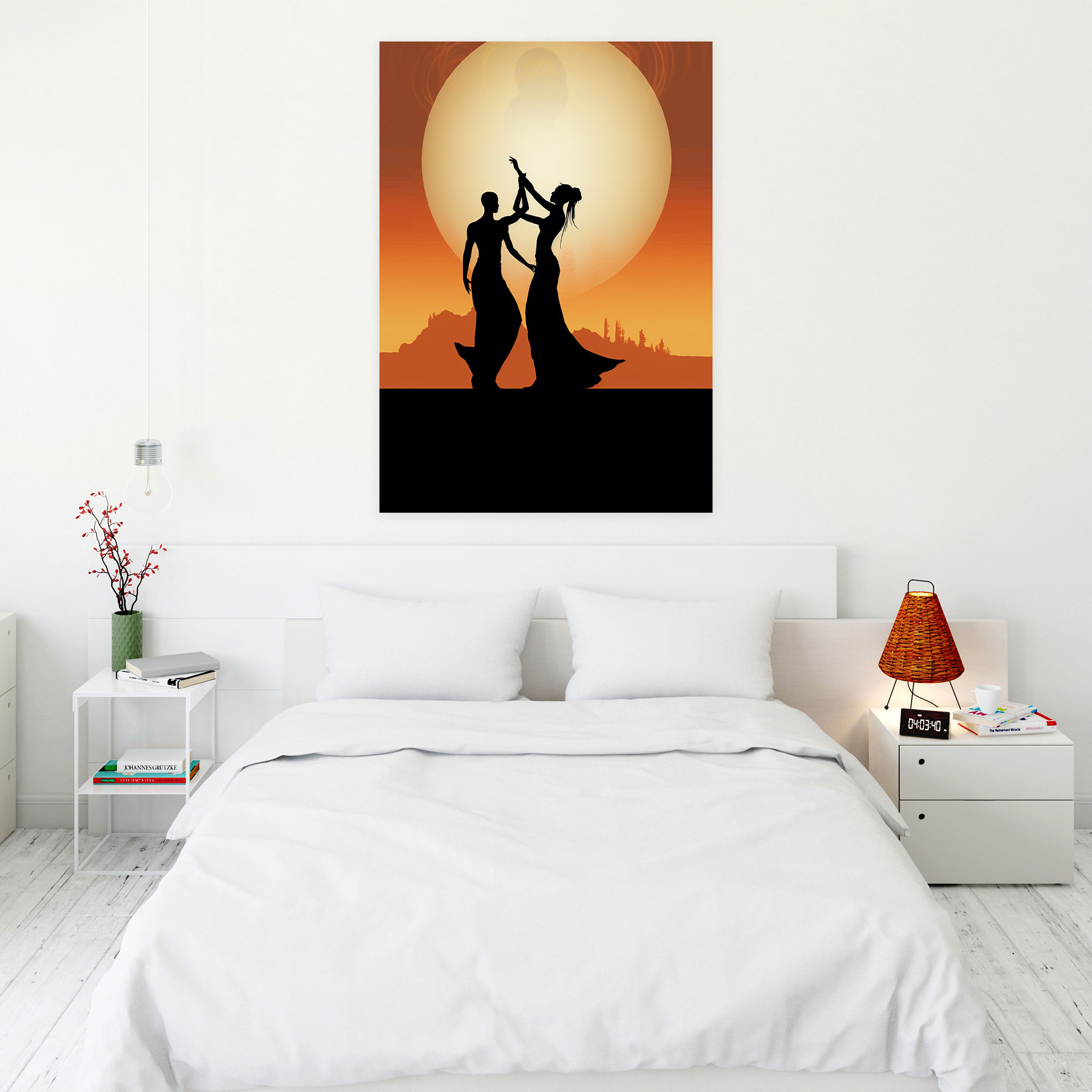 Afro Silhouette Canvas Print - Afro, Wall Art, Dancers, Silhouette Art