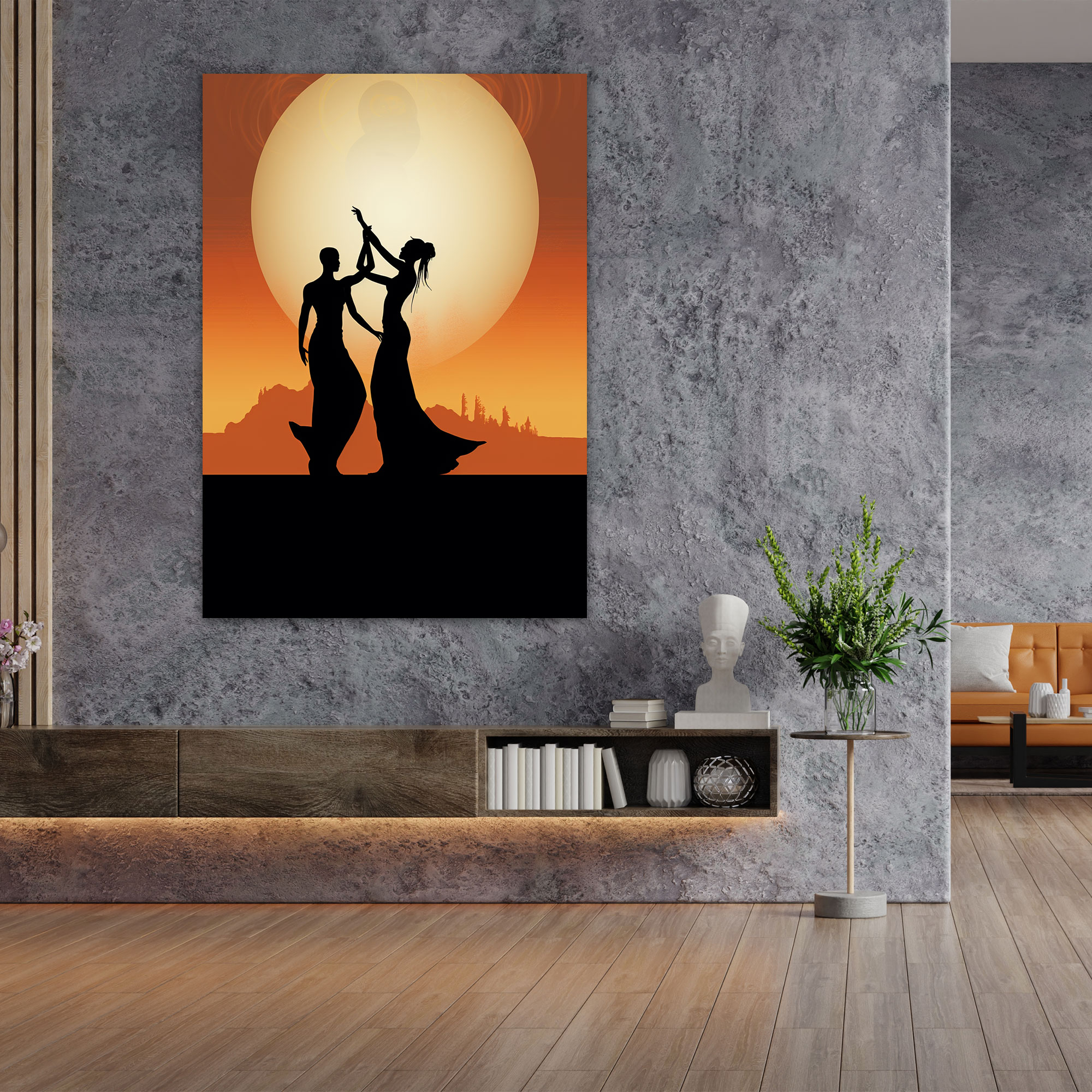 Afro Silhouette Canvas Print - Afro, Wall Art, Dancers, Silhouette Art