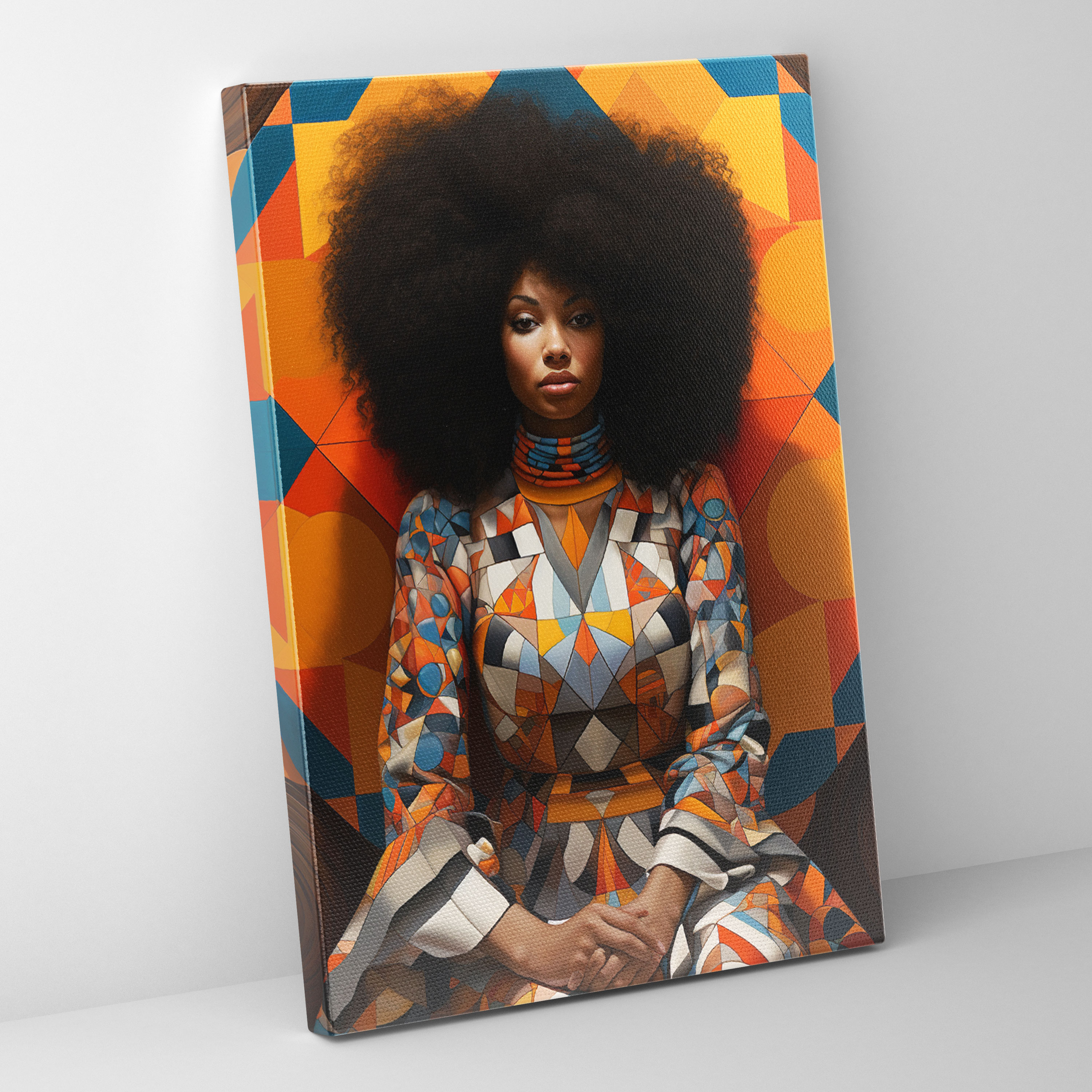 Afro Geometric Canvas Print - Afro, Canvas Wall Art, Visually Captivating, Geometry