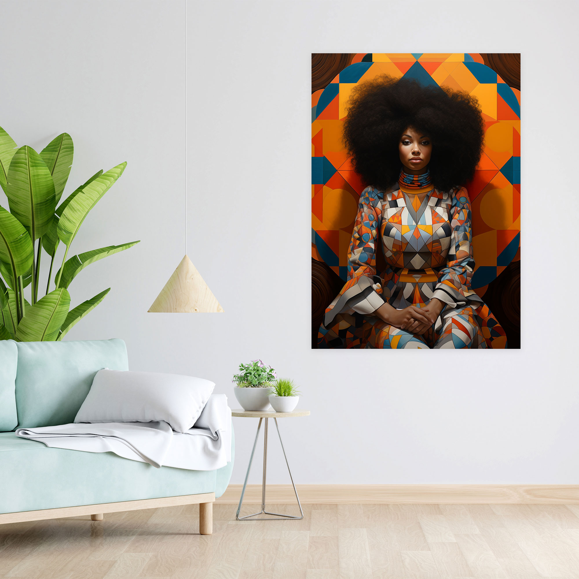 Afro Geometric Canvas Print - Afro, Canvas Wall Art, Visually Captivating, Geometry