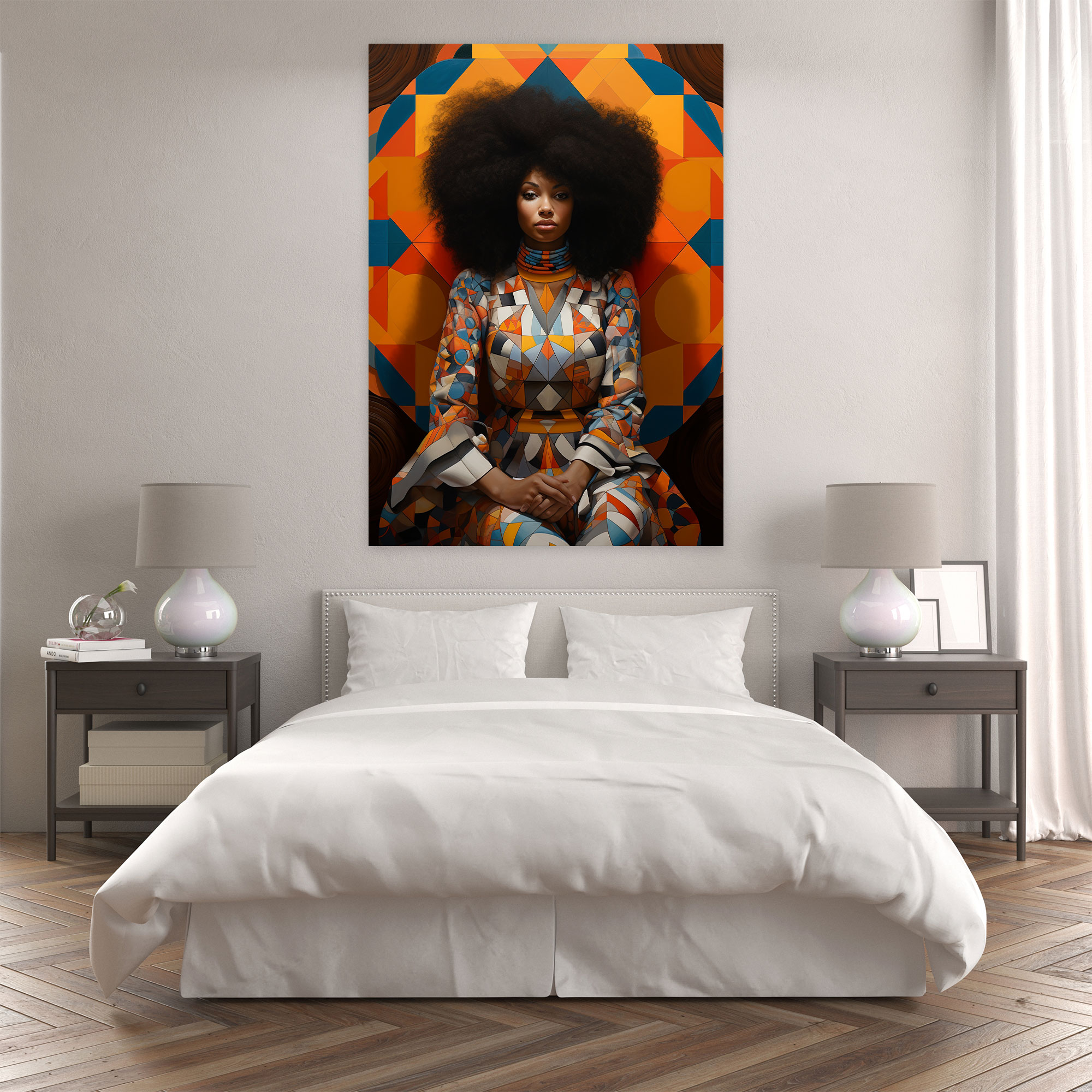 Afro Geometric Canvas Print - Afro, Canvas Wall Art, Visually Captivating, Geometry