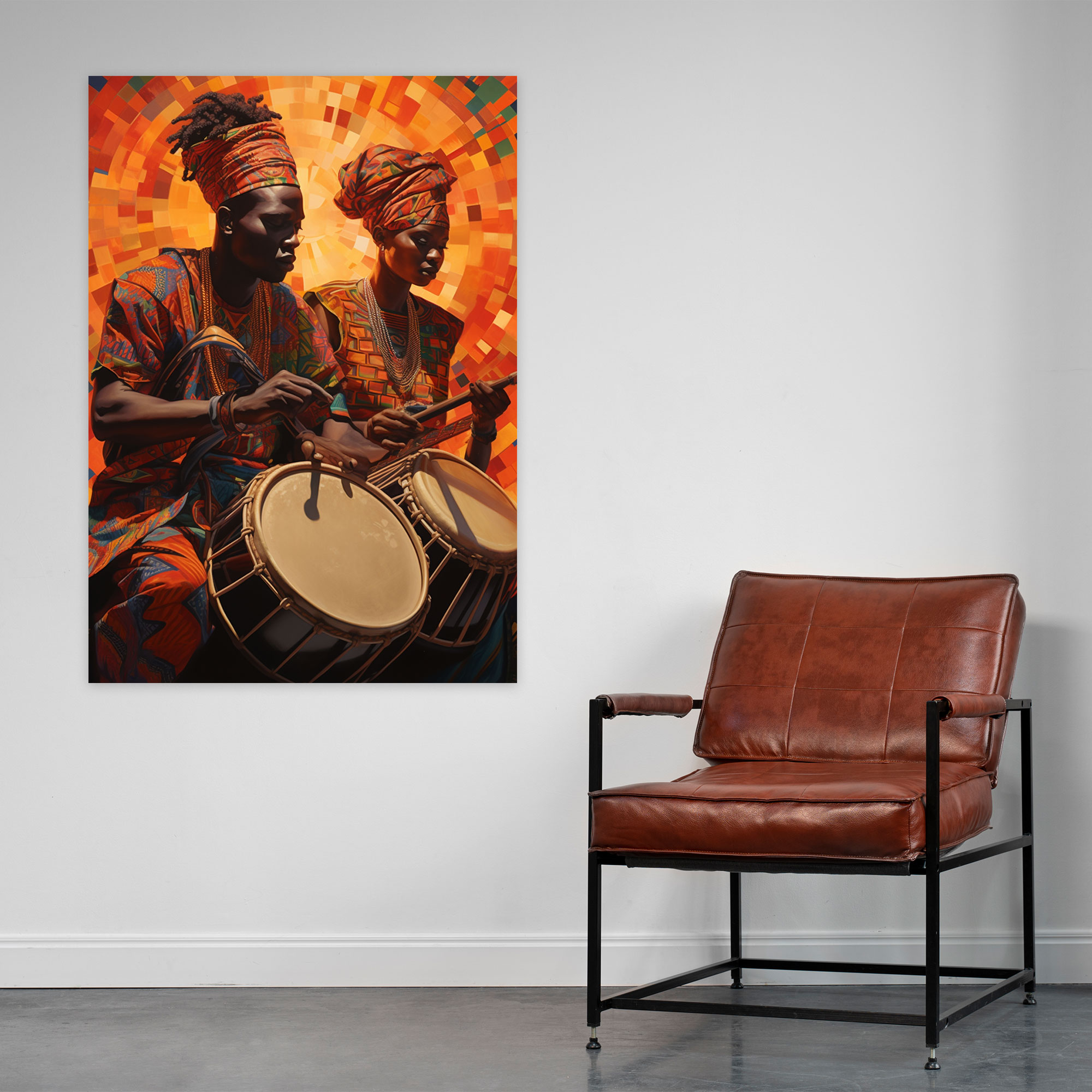 Afrobeat Temalı Kanvas Tablo - Geleneksel Afrika Enstrümanları ile Canlı Sanat Eseri
