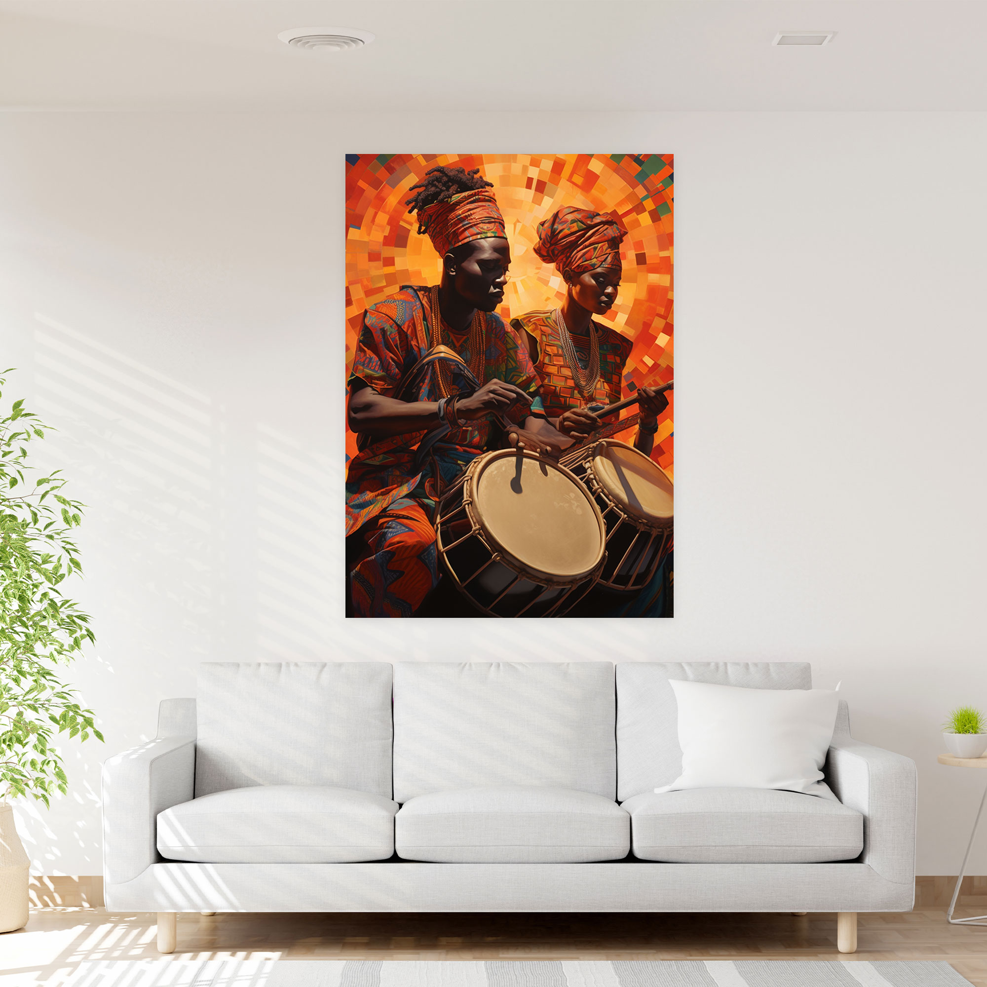 Afrobeat Temalı Kanvas Tablo - Geleneksel Afrika Enstrümanları ile Canlı Sanat Eseri