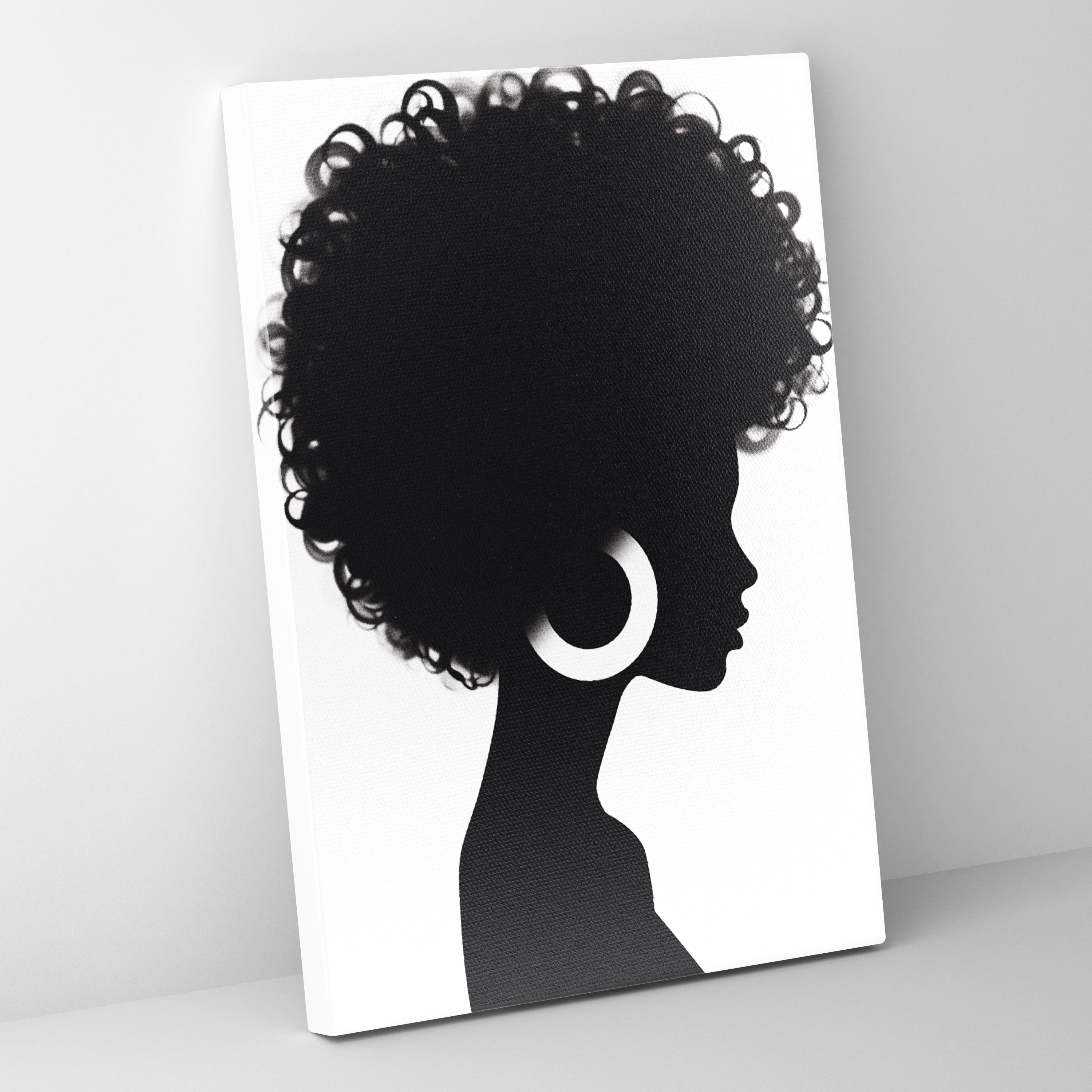 Afro Hair Canvas Print - Afro, Home Decoration, Silhouette, Minimalist Design