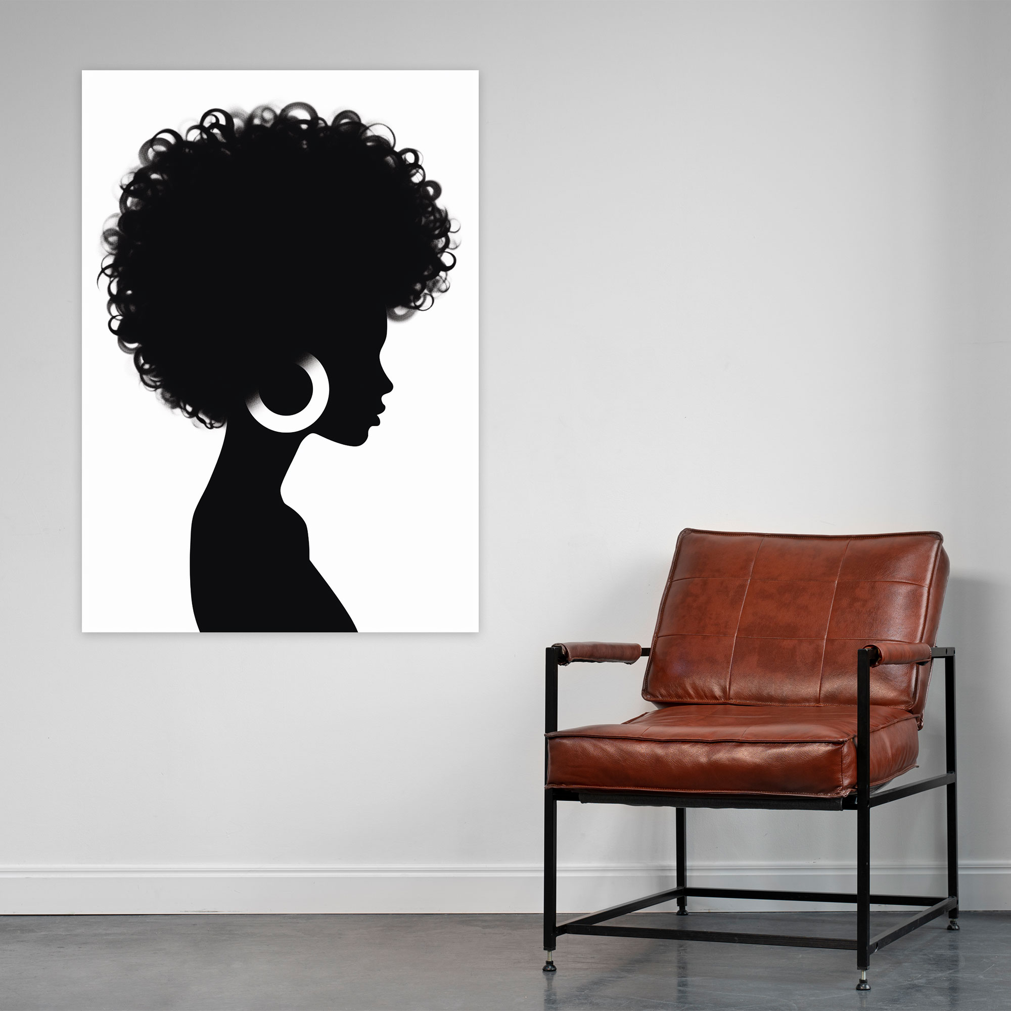 Afro Hair Canvas Print - Afro, Home Decoration, Silhouette, Minimalist Design