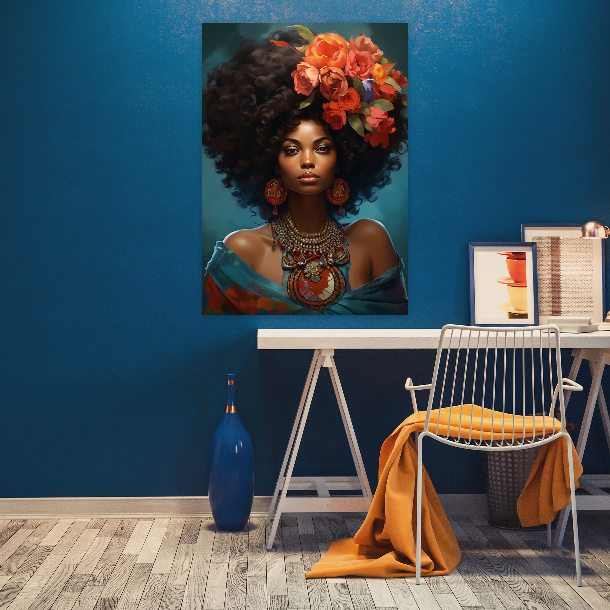 Afro Queen Canvas Print - Afro, Canvas Wall Art, Portrait, Afro Queen