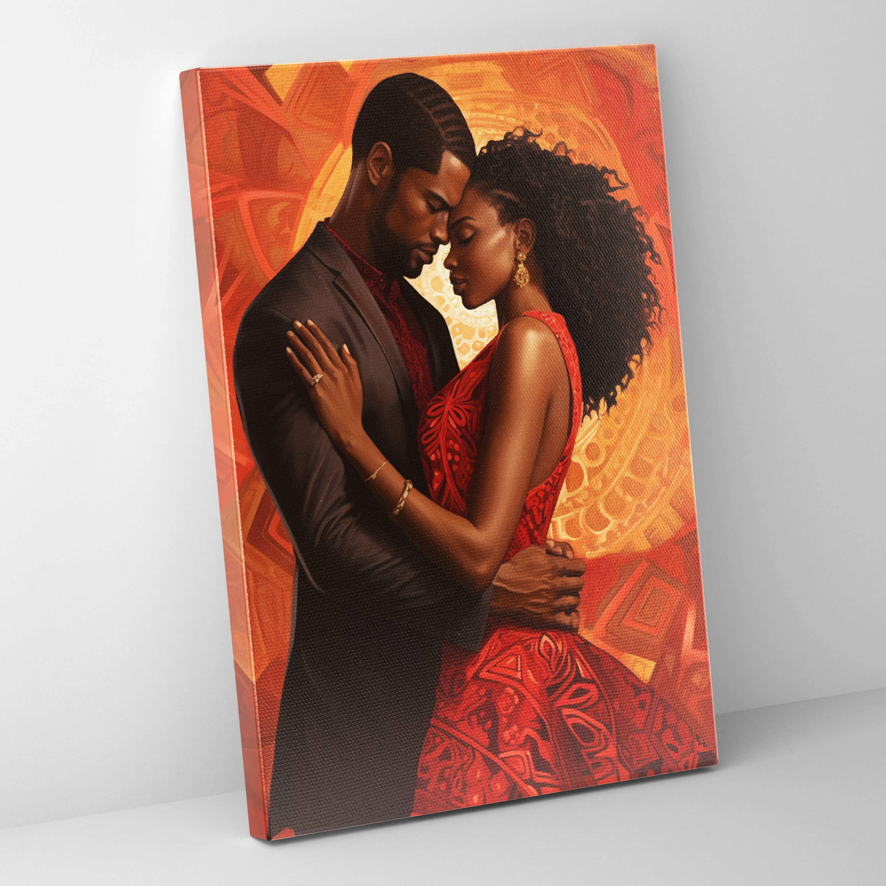 Afro Love Canvas Print - Afro, Unity, African Community, Romantic Artwork