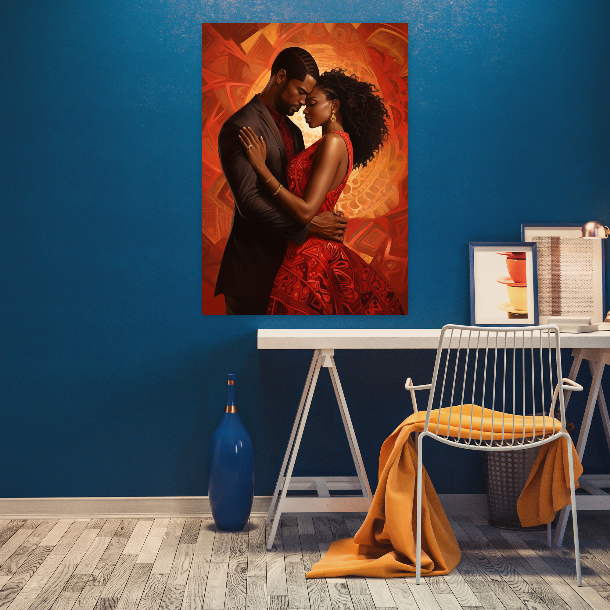 Afro Love Canvas Print - Afro, Unity, African Community, Romantic Artwork