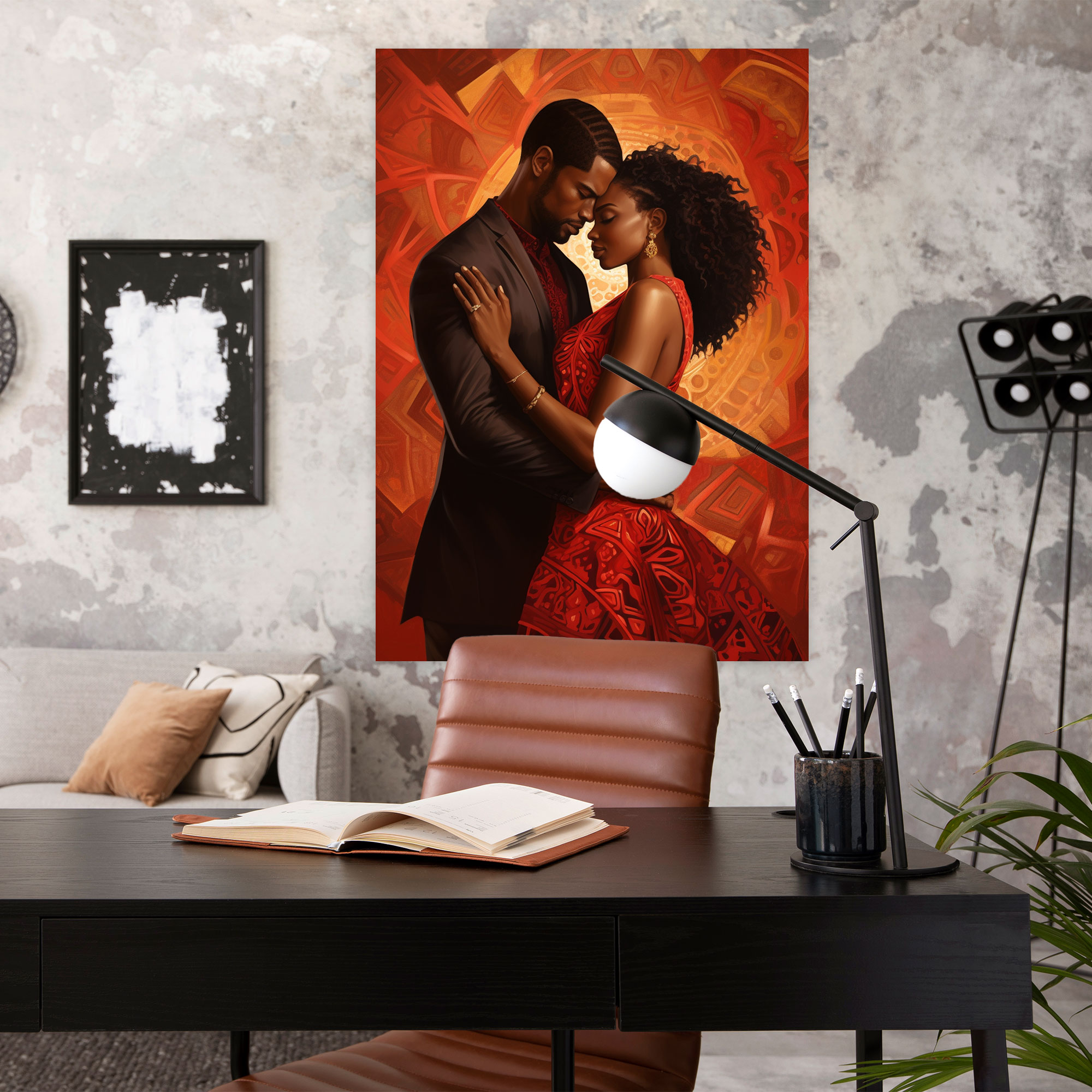 Afro Love Canvas Print - Afro, Unity, African Community, Romantic Artwork