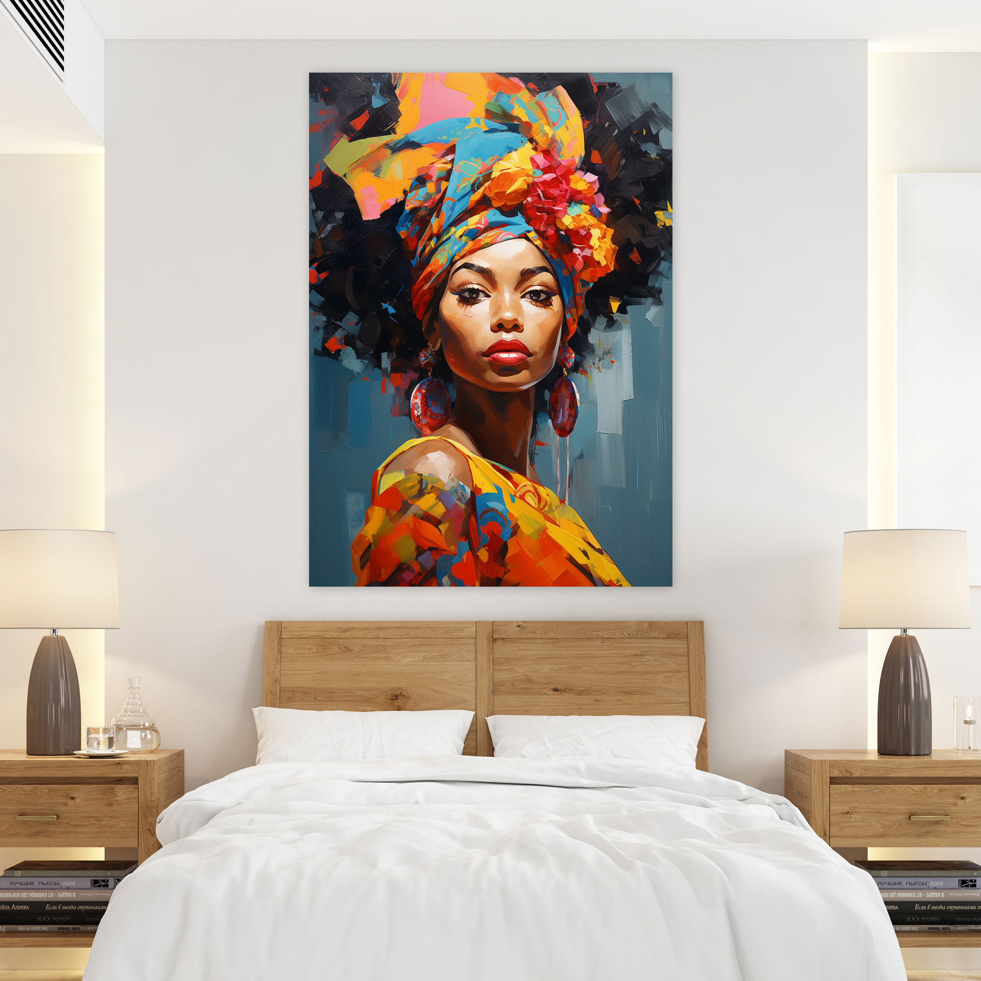 Afro Woman Canvas Print - Afro, Colorful, Vibrant, Canvas Wall Art