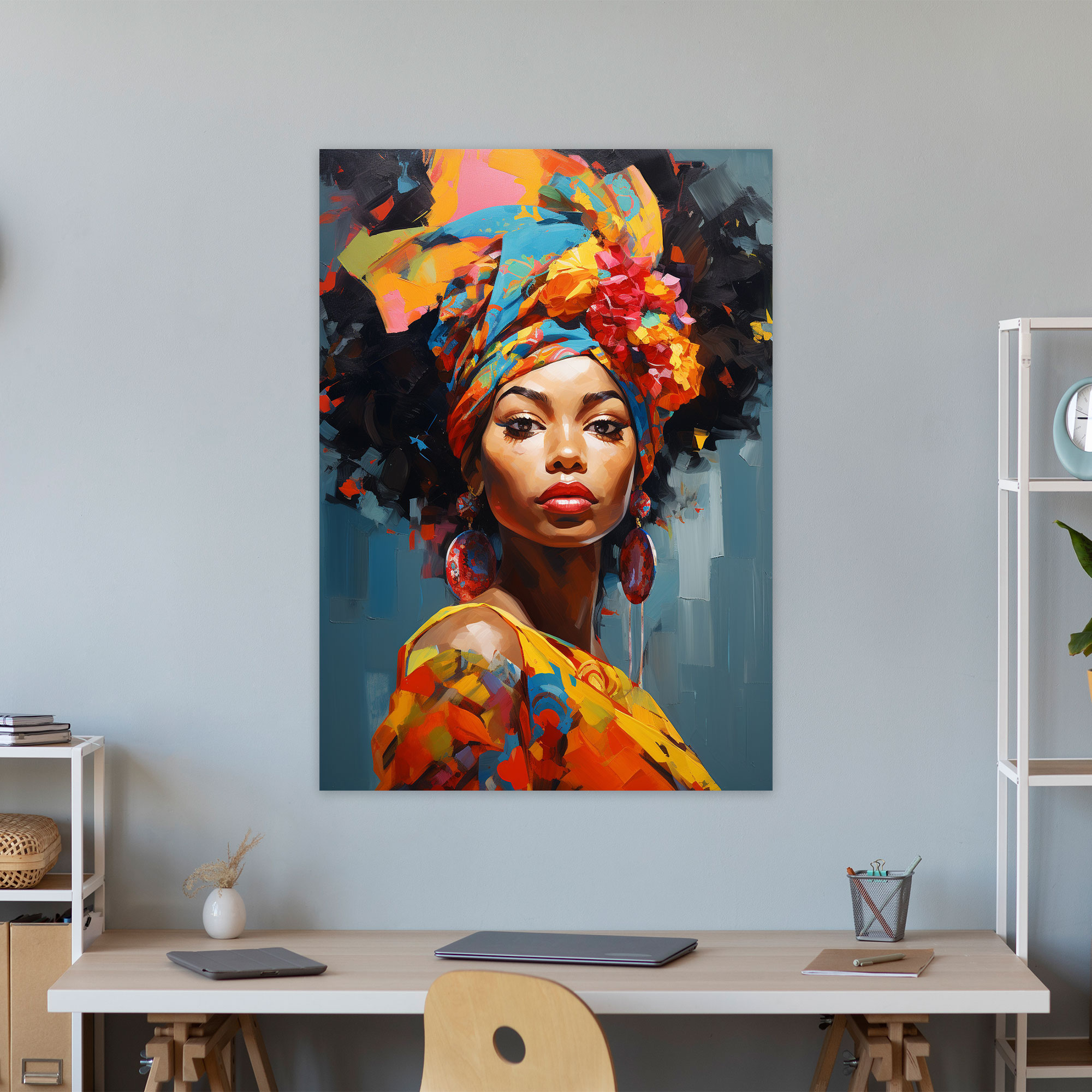 Afro Woman Canvas Print - Afro, Colorful, Vibrant, Canvas Wall Art