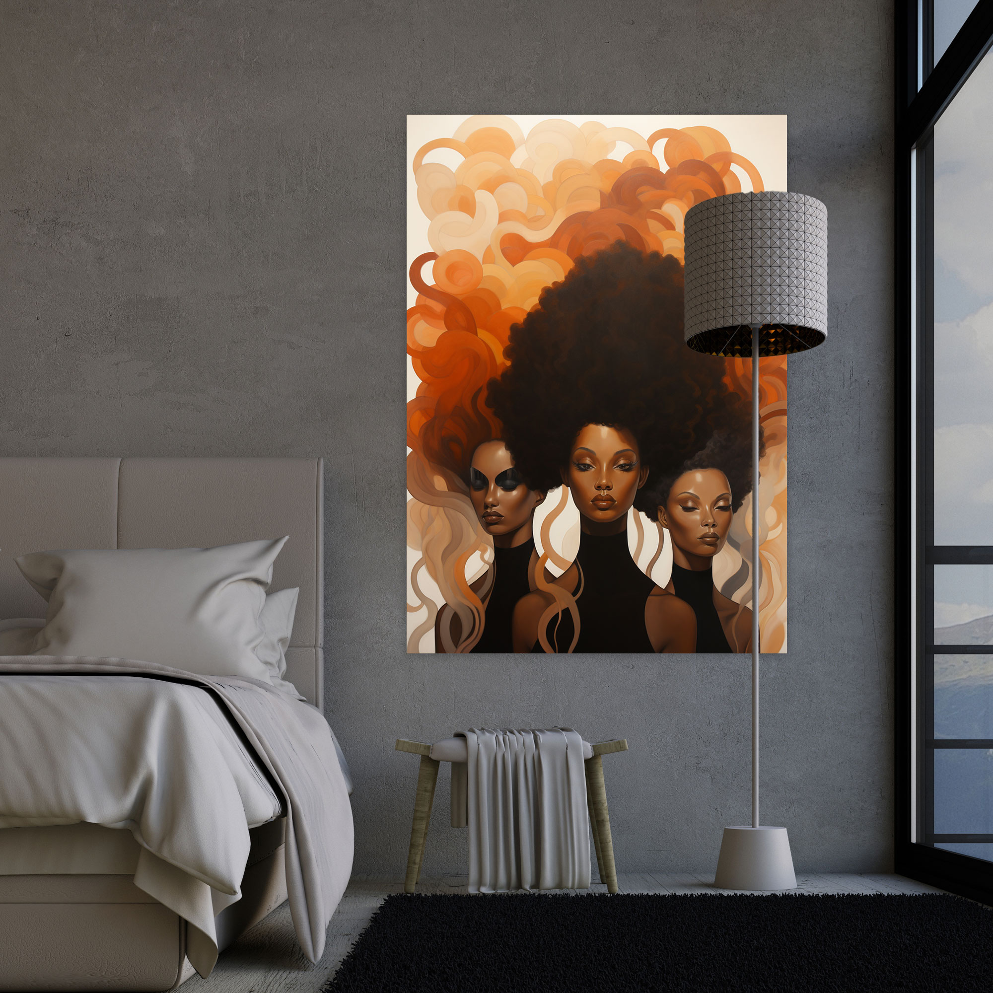 Afro Hairstyles Wall Art - Afro, Abstract, Canvas Wall Art, Wall Decoration