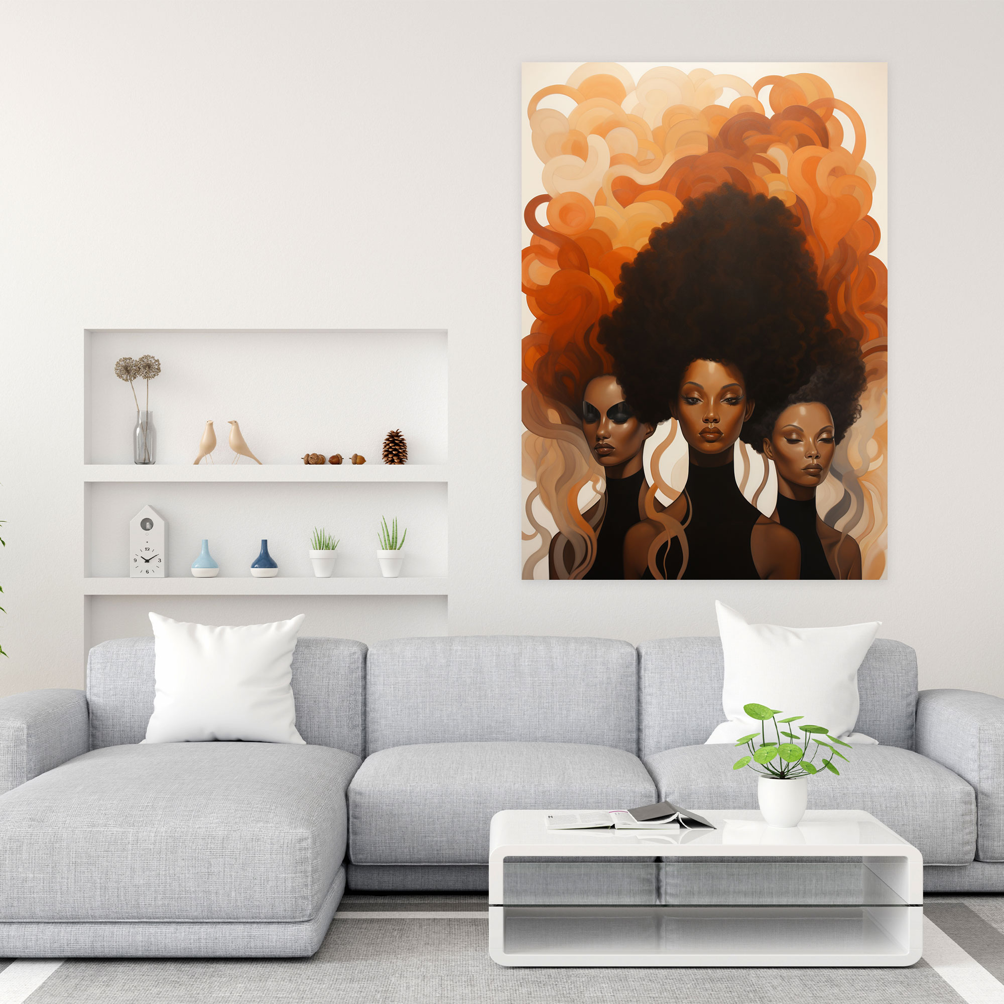 Afro Hairstyles Wall Art - Afro, Abstract, Canvas Wall Art, Wall Decoration