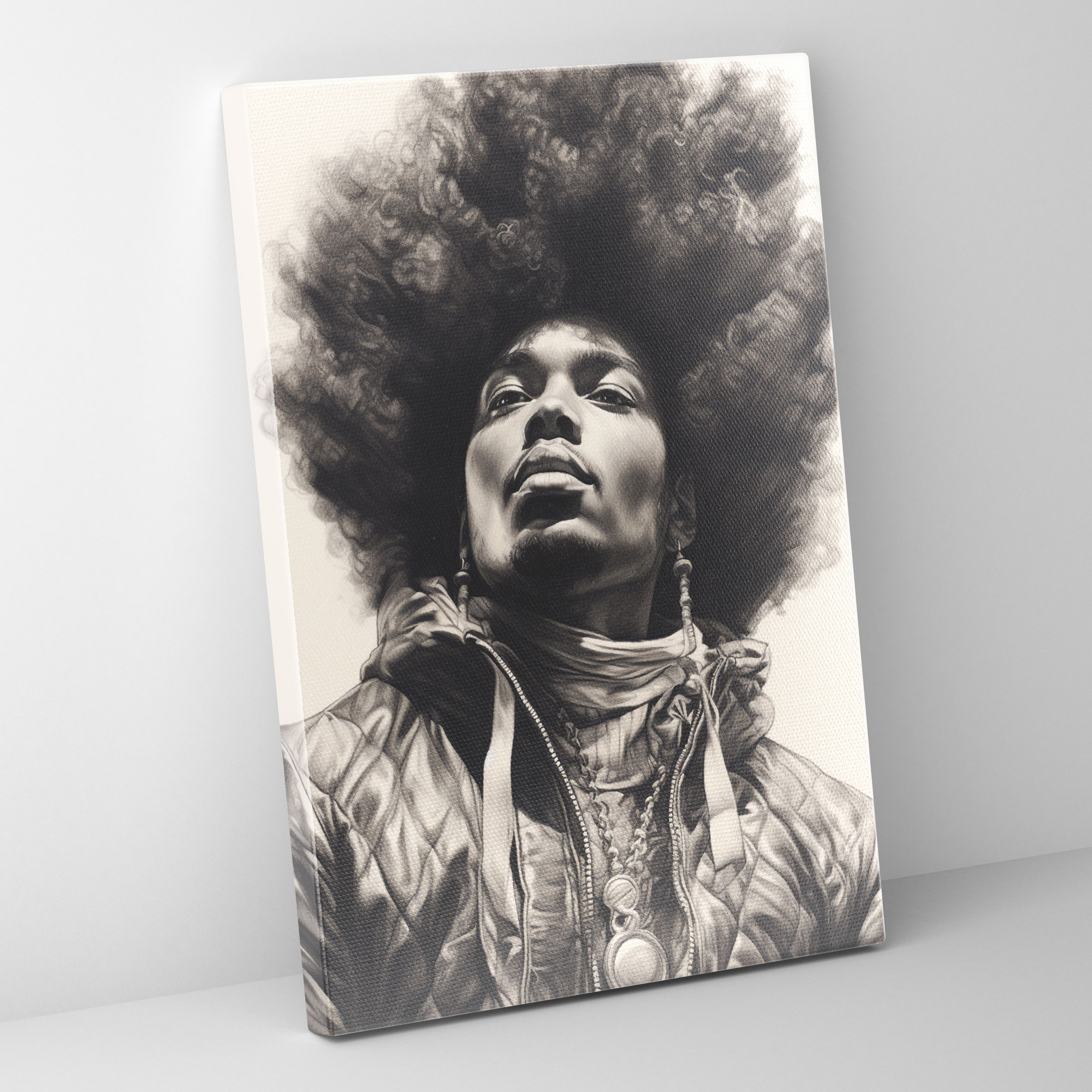 Afro Man Canvas Print - Afro, Individuality, Charcoal Drawing, Afro Man