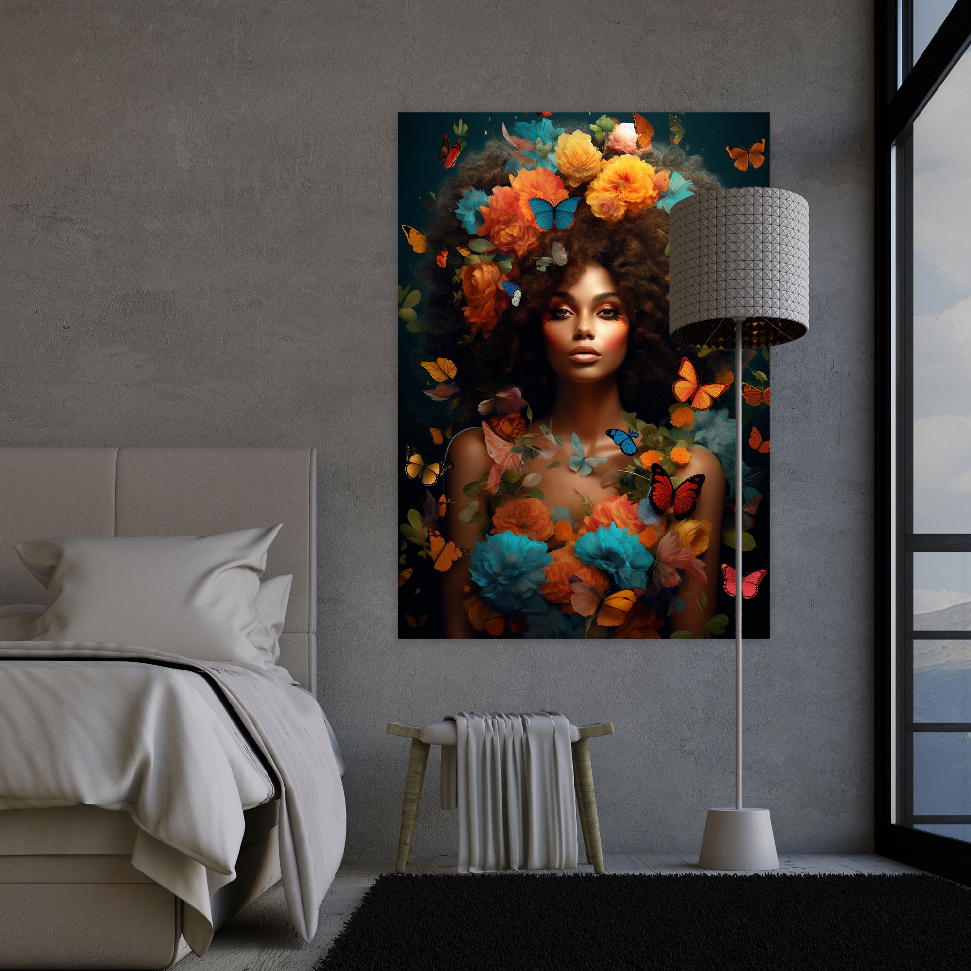 Floral Afro Woman Canvas Print - Afro, Afro, Afro Woman, Canvas Print