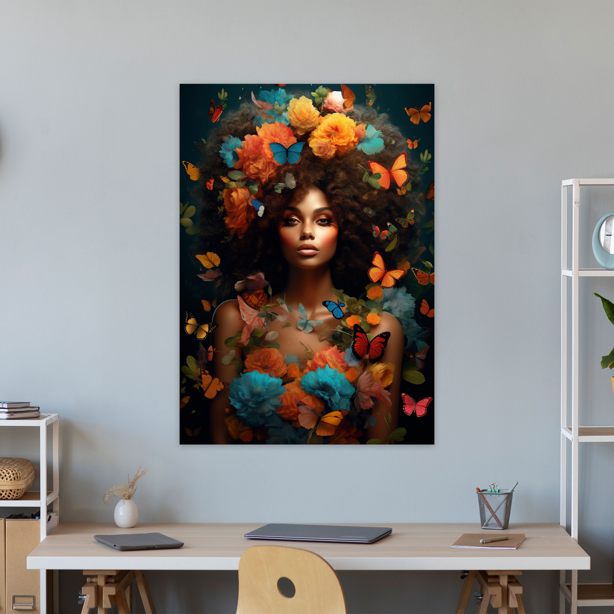 Floral Afro Woman Canvas Print - Afro, Afro, Afro Woman, Canvas Print