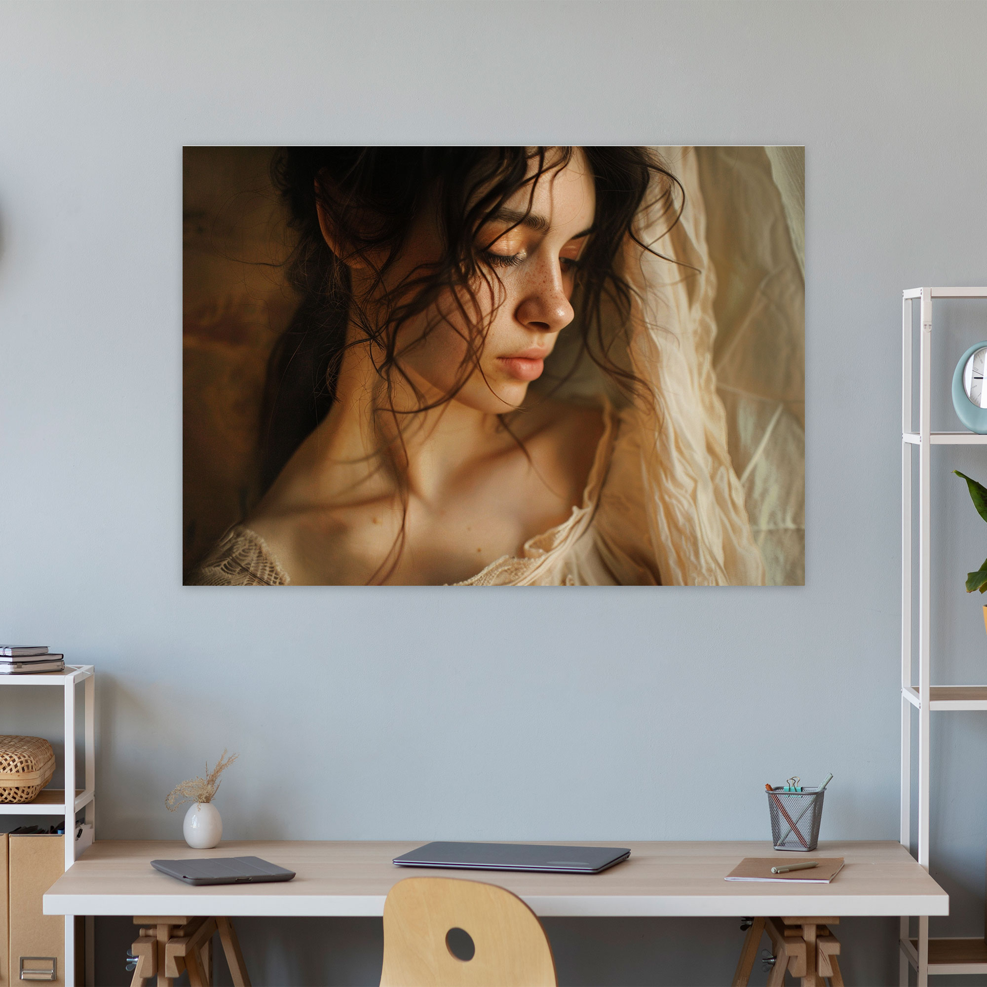 Caravaggio Tarzında Intimate Portrait Duvar Dekorasyonu - Tuval Duvar Sanatı İç Mekan Tasarımı