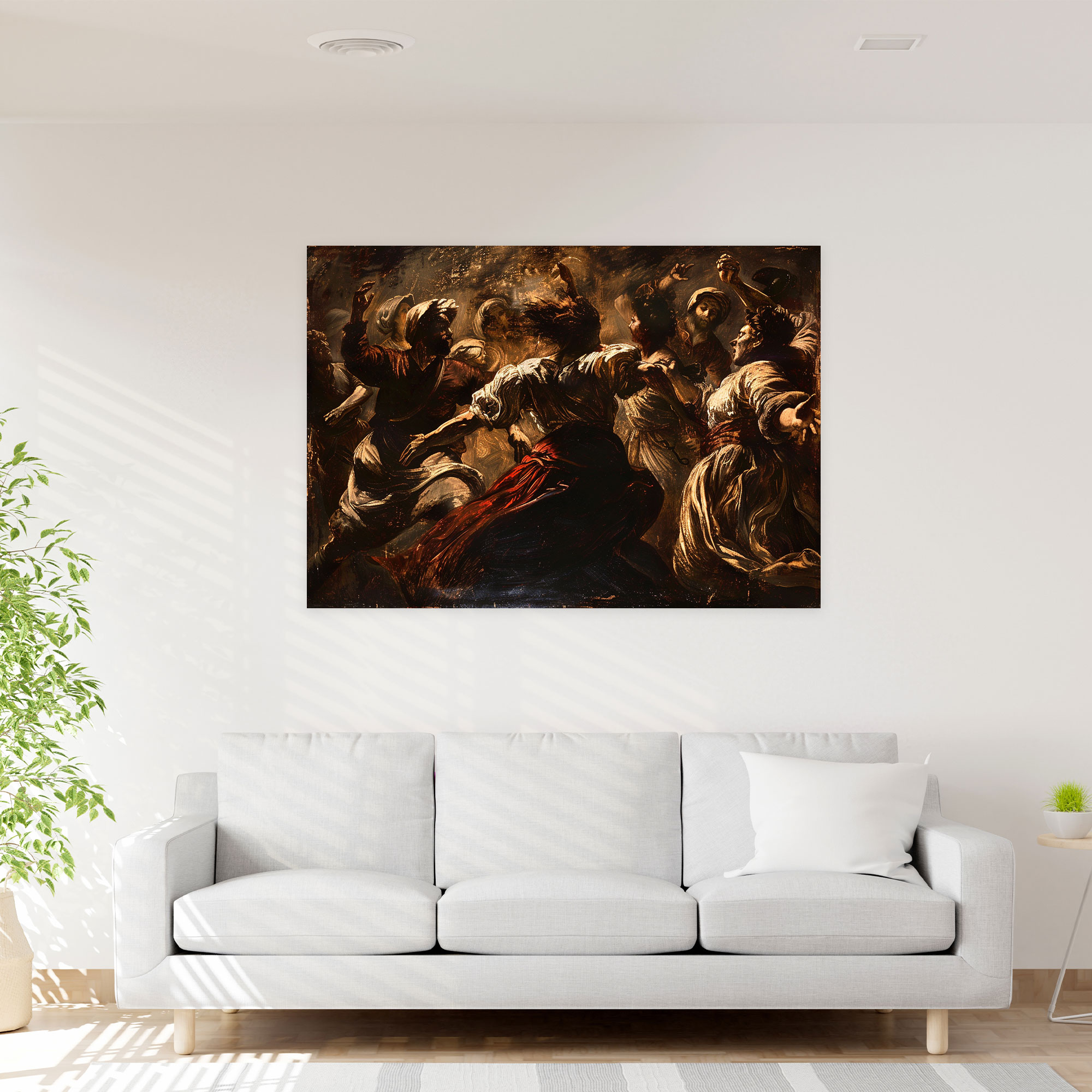 Canlı Sahne Caravaggio Tarzı Duvar Dekorasyonu - Caravaggio Duvar Sanatı Kanvas Duvar Tablosu