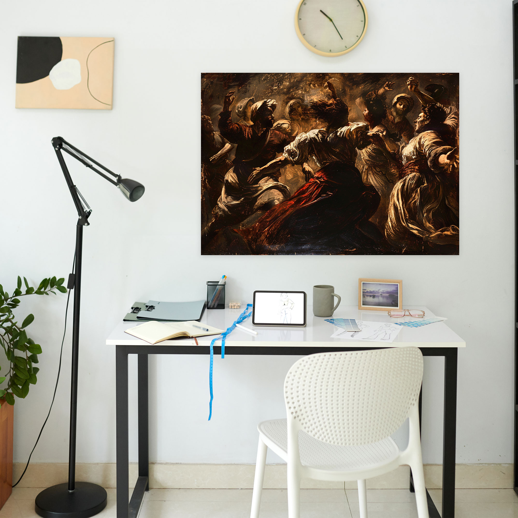 Canlı Sahne Caravaggio Tarzı Duvar Dekorasyonu - Caravaggio Duvar Sanatı Kanvas Duvar Tablosu