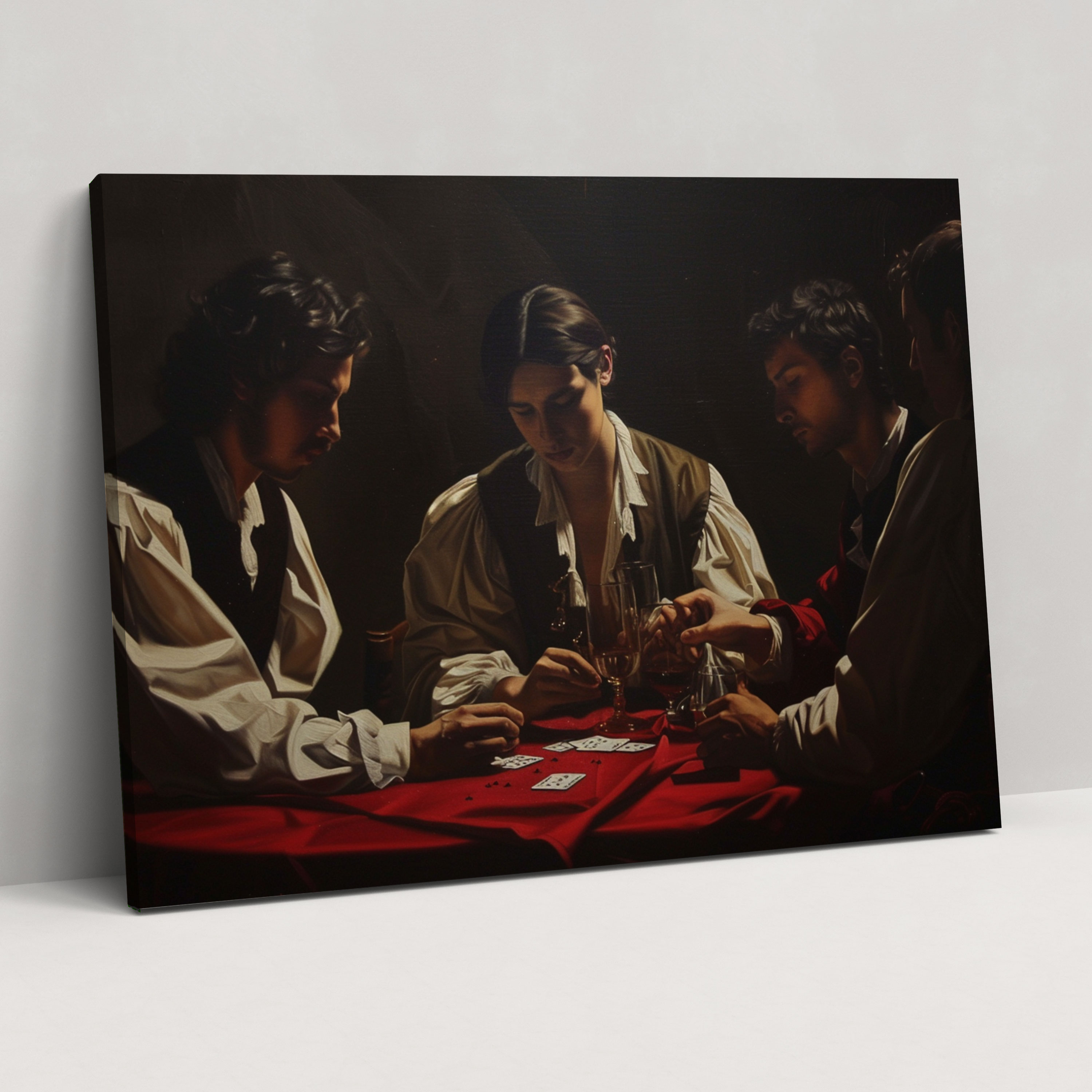 Caravaggio Style Canvas Print: Men Playing Cards Wall Art - Caravaggio, Wall Art, Home Decoration, Canvas Print