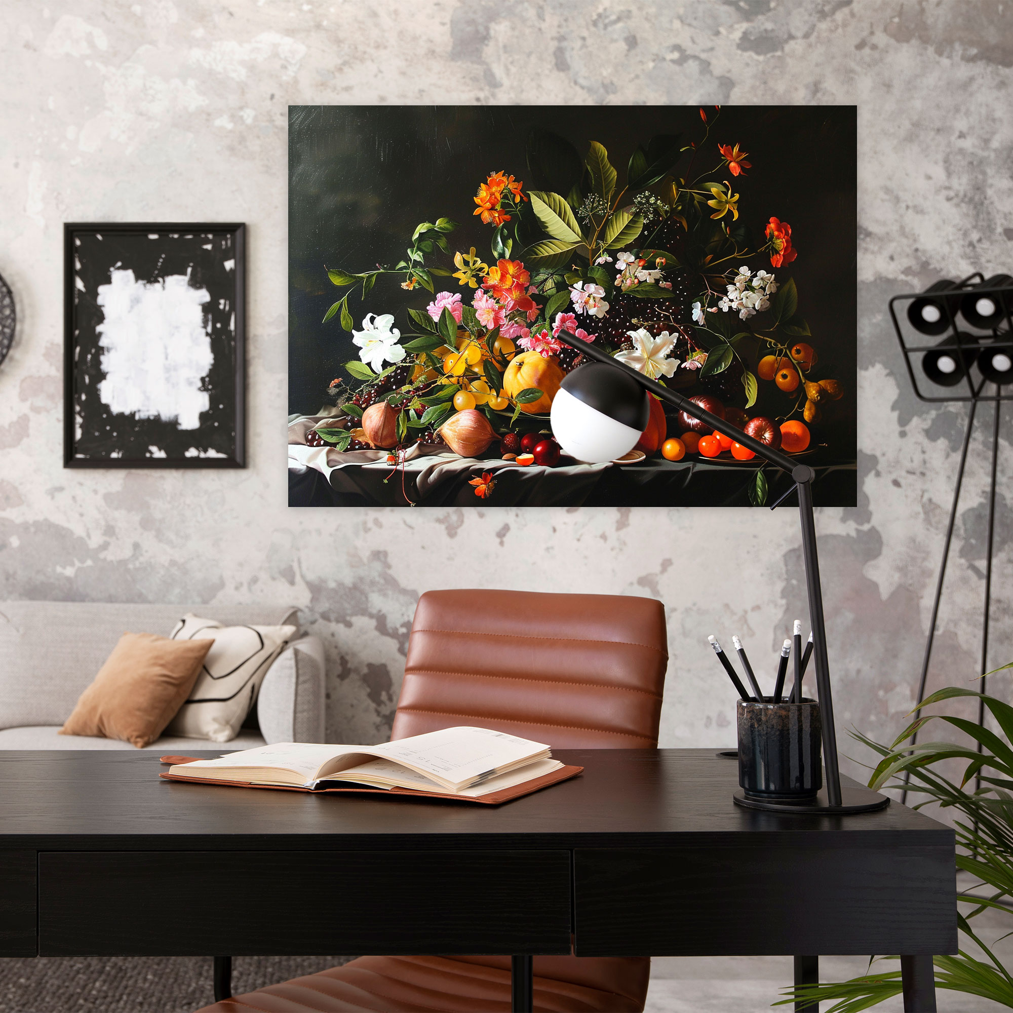 Caravaggio Style Wall Art: Still Life Fruits And Flowers Canvas Print - Caravaggio, Wall Decoration, Home Decoration, Caravaggio Style