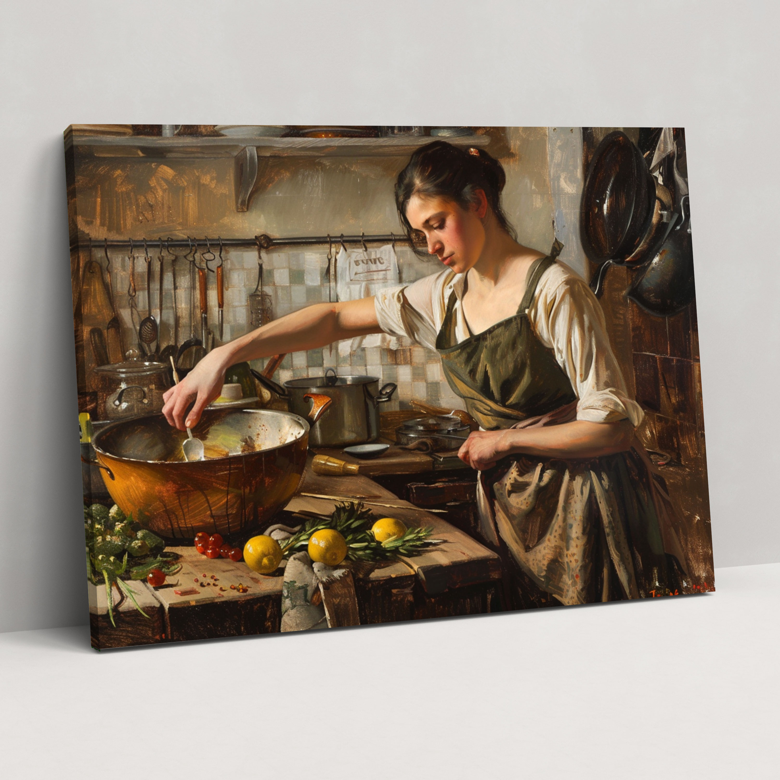 Caravaggio Style Wall Decoration: Kitchen Domestic Scene Canvas Print - Caravaggio, Wall Decoration, Home Decoration, Canvas Print