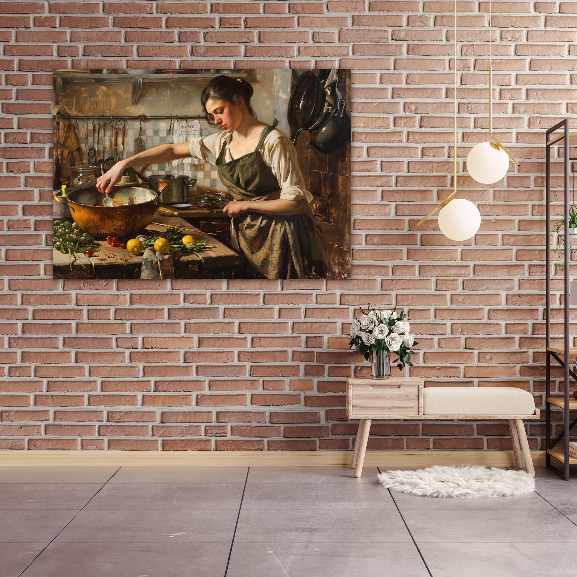 Caravaggio Style Wall Decoration: Kitchen Domestic Scene Canvas Print - Caravaggio, Wall Decoration, Home Decoration, Canvas Print