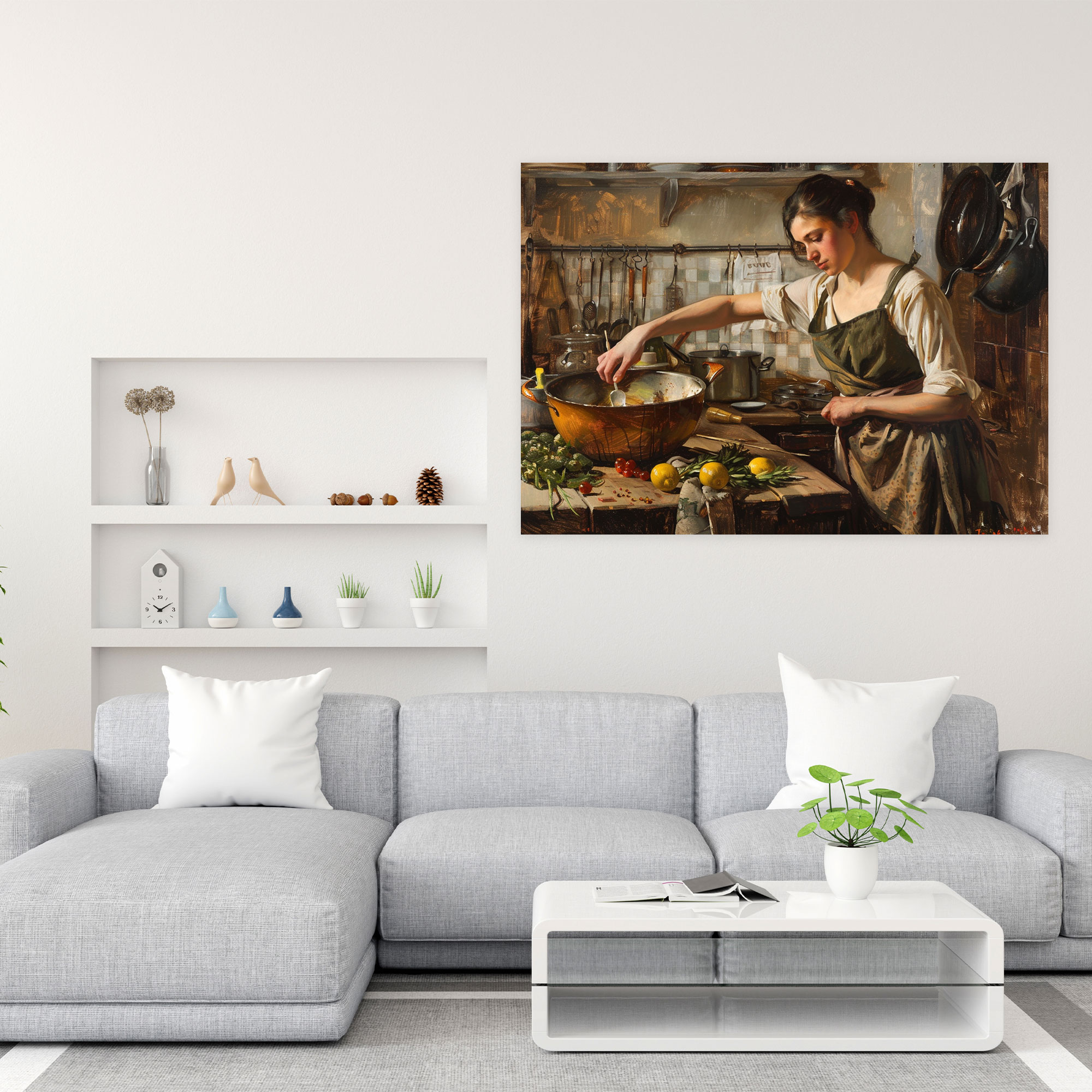 Caravaggio Style Wall Decoration: Kitchen Domestic Scene Canvas Print - Caravaggio, Wall Decoration, Home Decoration, Canvas Print