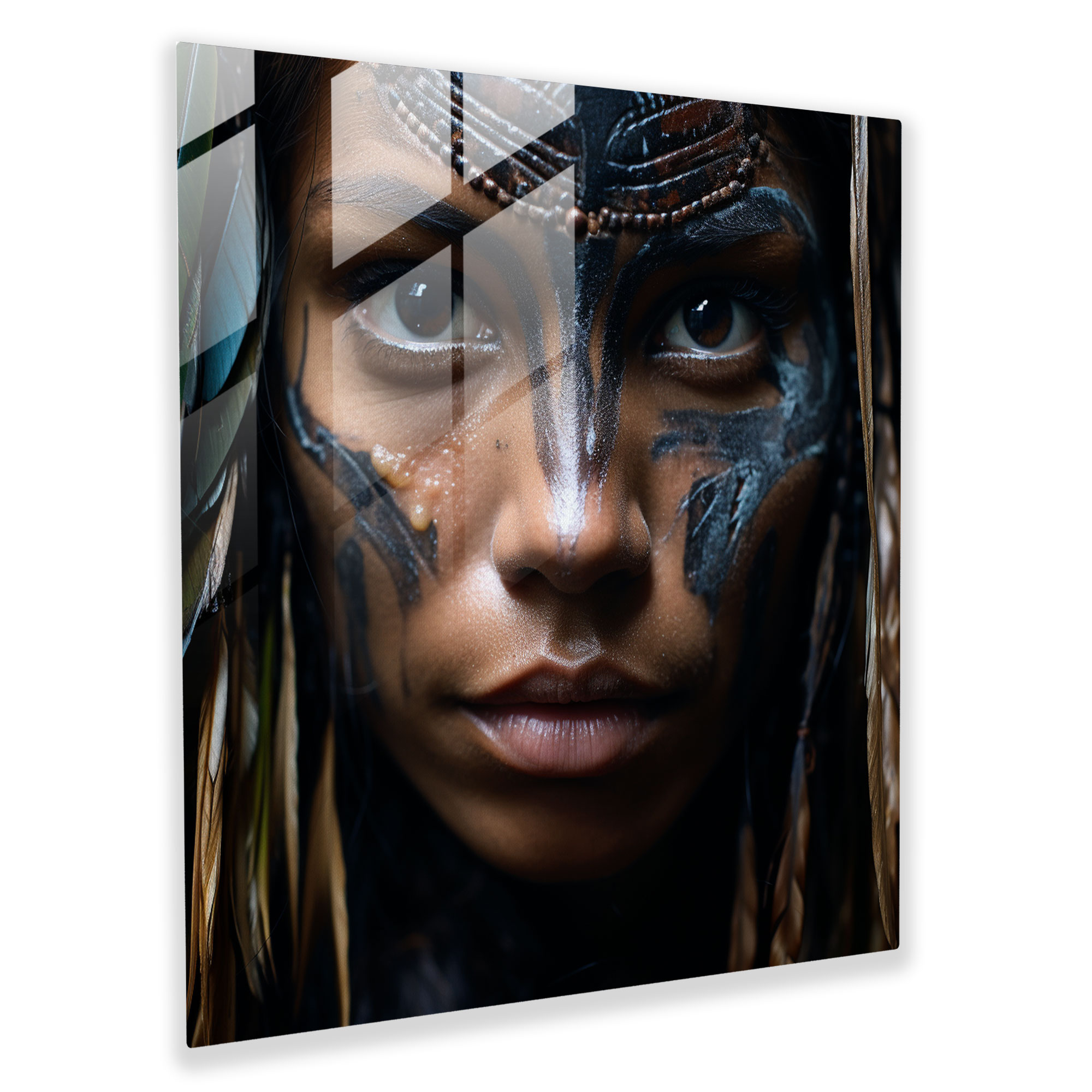 Amazon Women Portrait Glass Print - Amazon Women, Piercing Eyes, Glass Wall Art, Glass Art