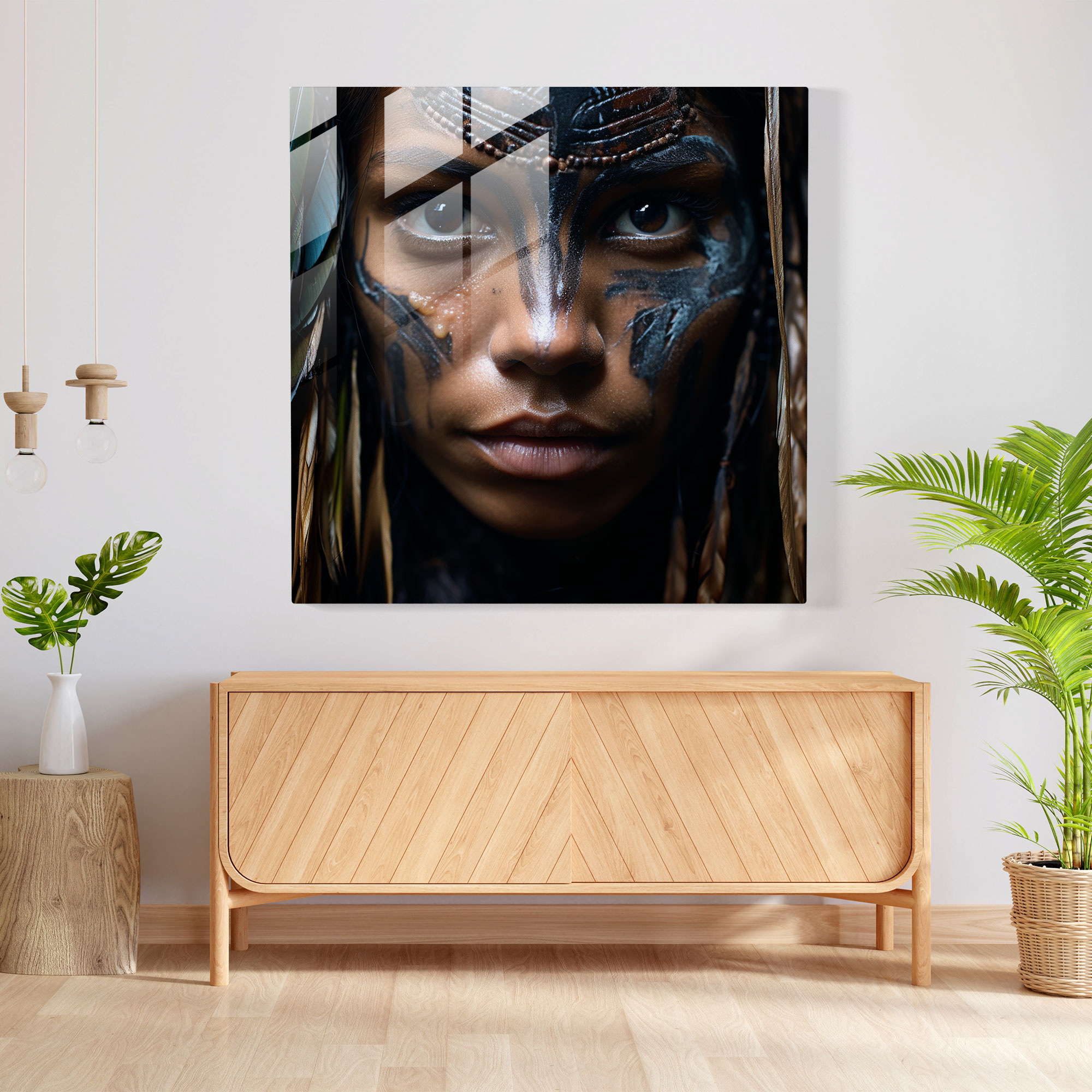 Amazon Women Portrait Glass Print - Amazon Women, Piercing Eyes, Glass Wall Art, Glass Art