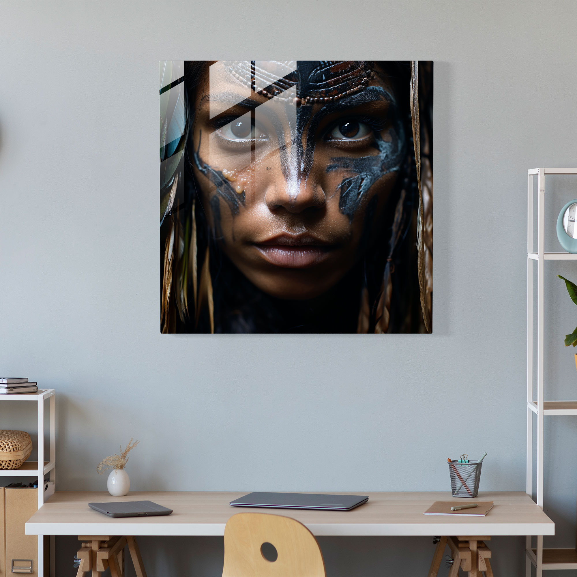 Amazon Women Portrait Glass Print - Amazon Women, Piercing Eyes, Glass Wall Art, Glass Art