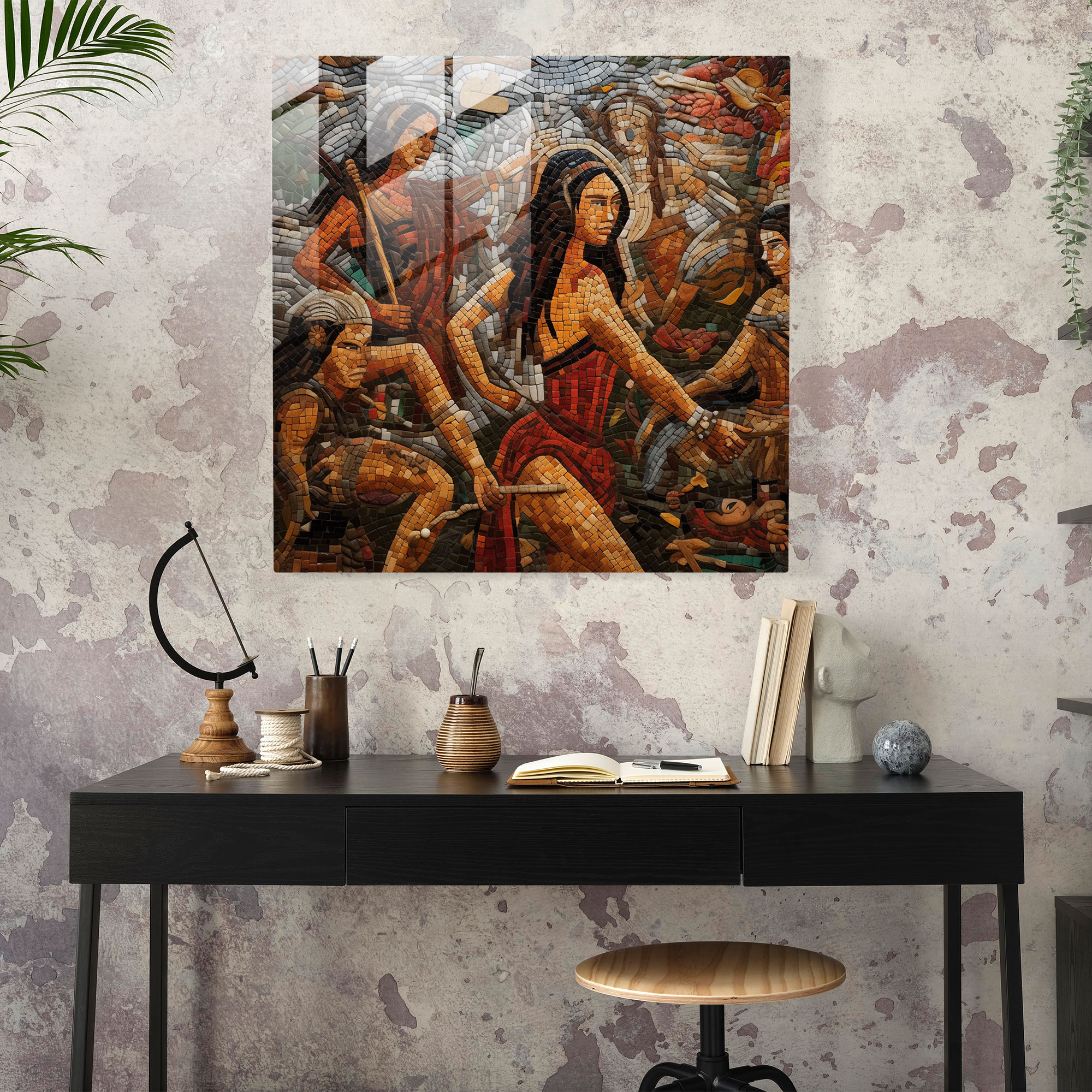 Amazon Women Mosaic Glass Print - Amazon Women, Warrior Spirit, Courage, Wall Decoration