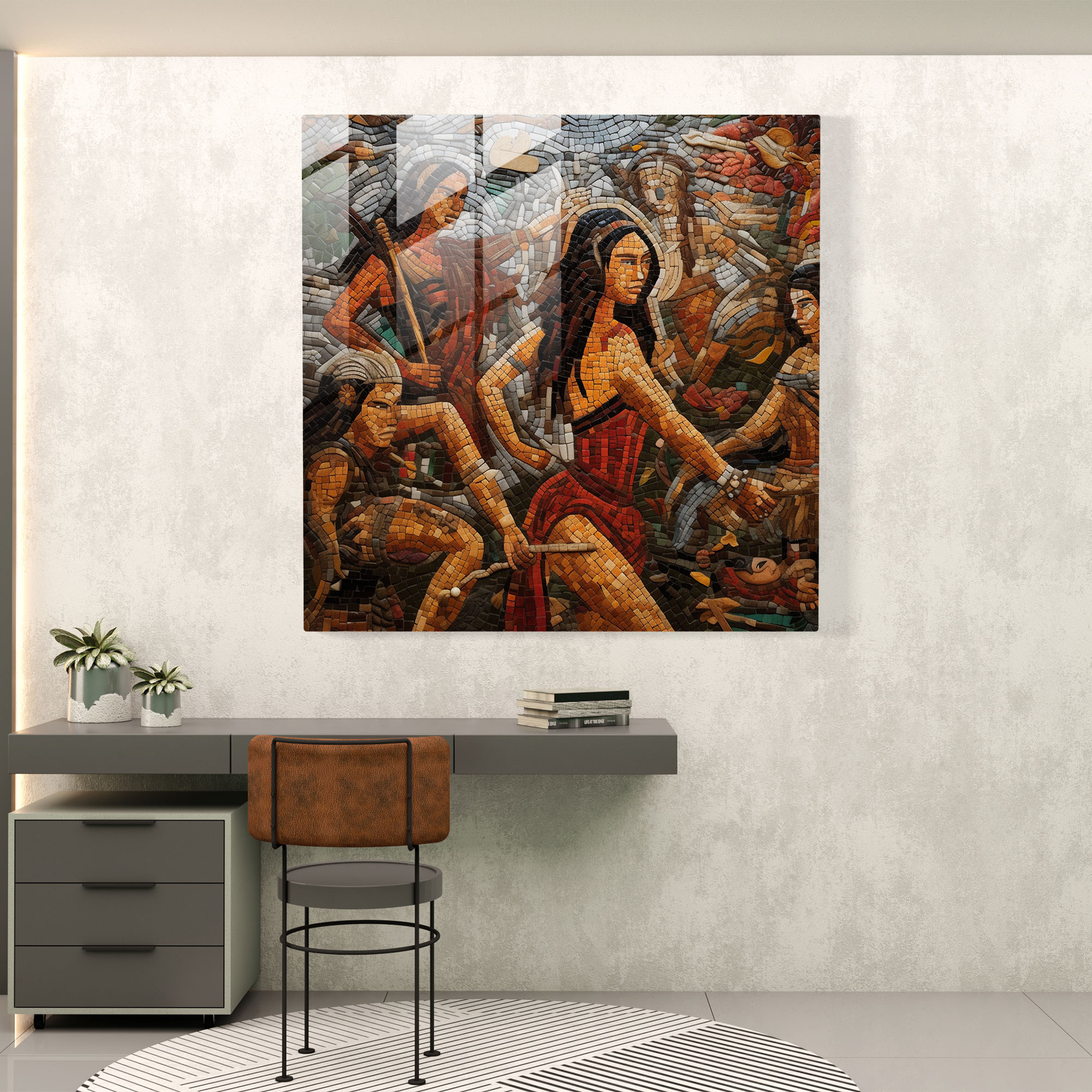 Amazon Women Mosaic Glass Print - Amazon Women, Warrior Spirit, Courage, Wall Decoration